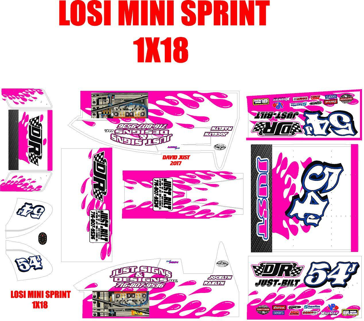 losi mini sprint, slider 1/18  wrap kit decal DAVID JUST 2017  THEME
