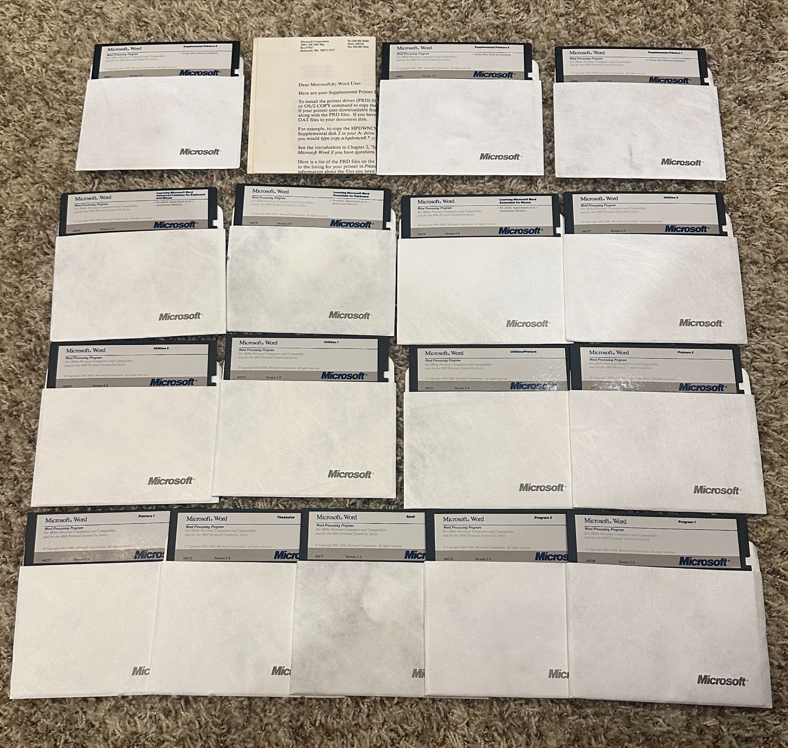 Microsoft Word 5.0 Word Processing For IBM PC 16 5.25" DISKS