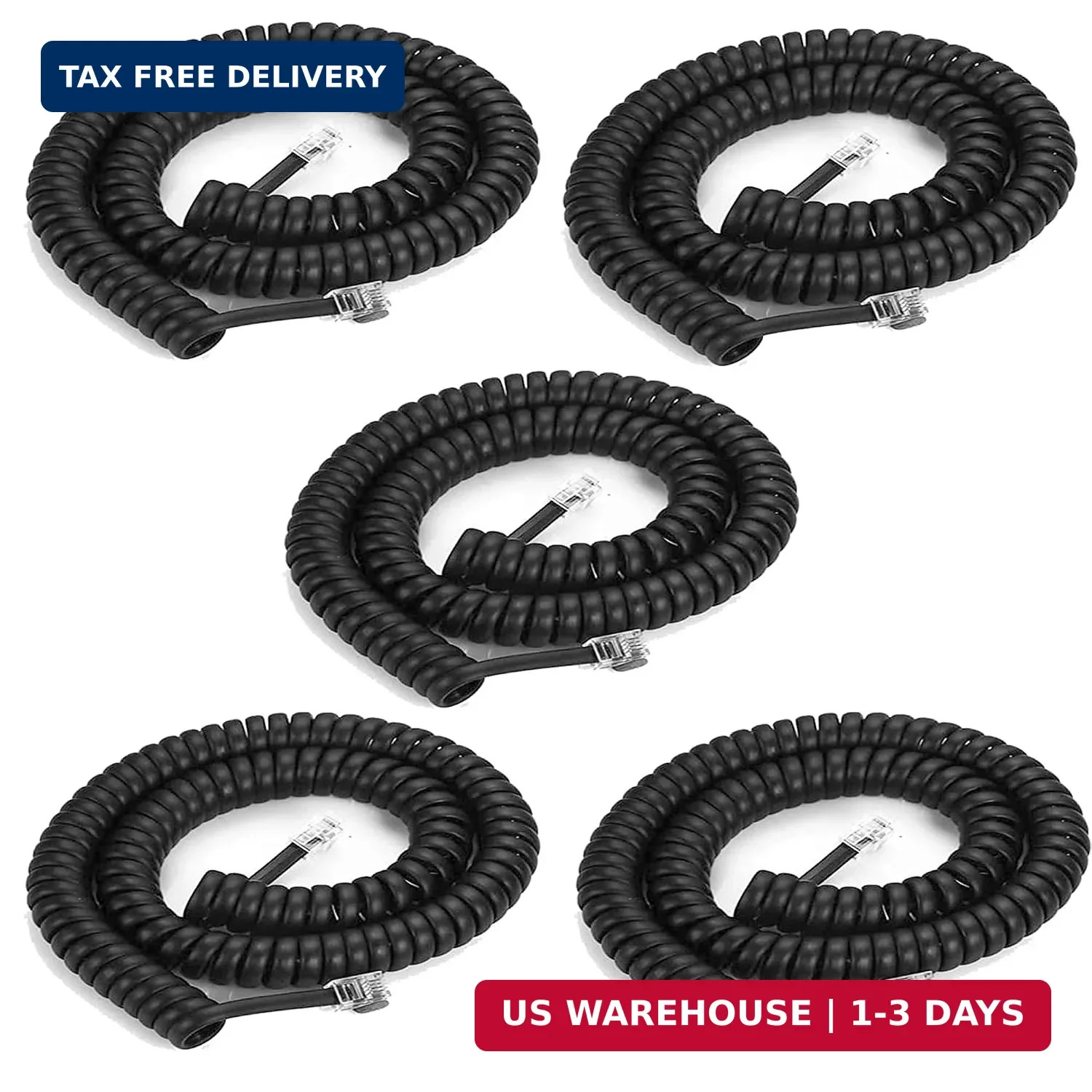 LanSenSu 5 Pack Phone Cord Landline8Ft Uncoiled / 1.4Ft Coiled Landline Phone Ha