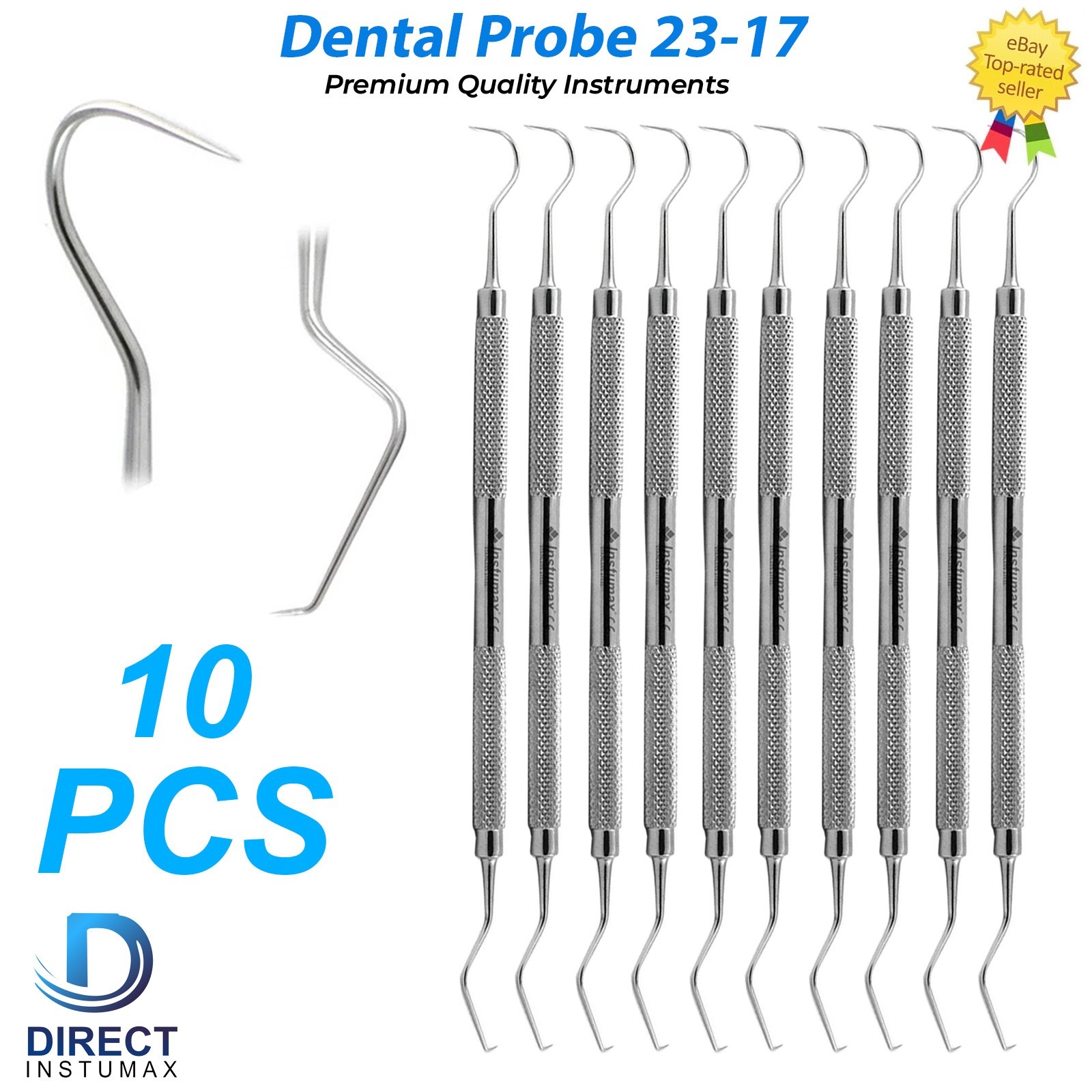 Dental Endodontic Tooth Scraper Double Ended Hook Explorer 23/17 Scaler Probe CE