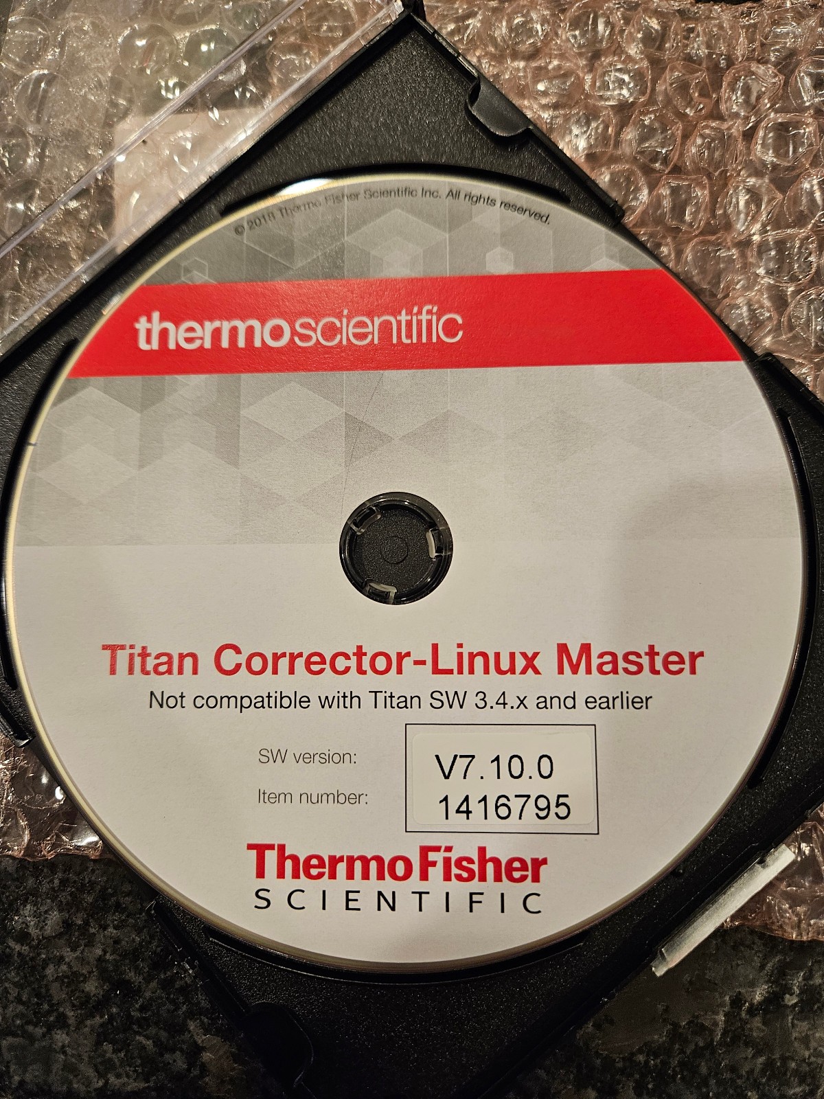 THERMO FISHER SCIENTIFIC TITAN CORRECTOR LINUX MASTER V7.10.0 1416795 SW DVD