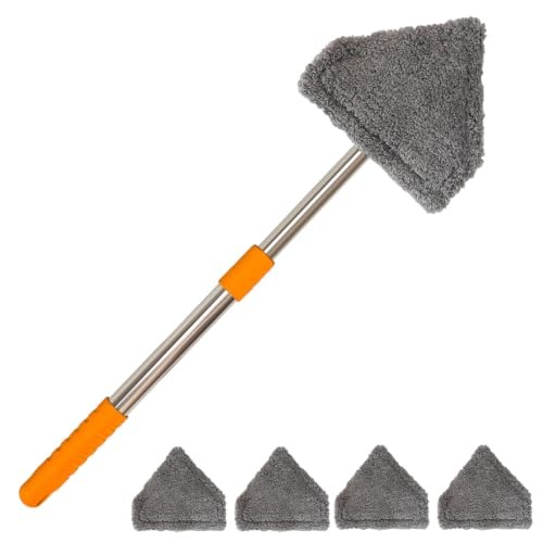 Windshield Cleaner Tool - Car Window Squeegee with 4 Reusable Microfiber Pads