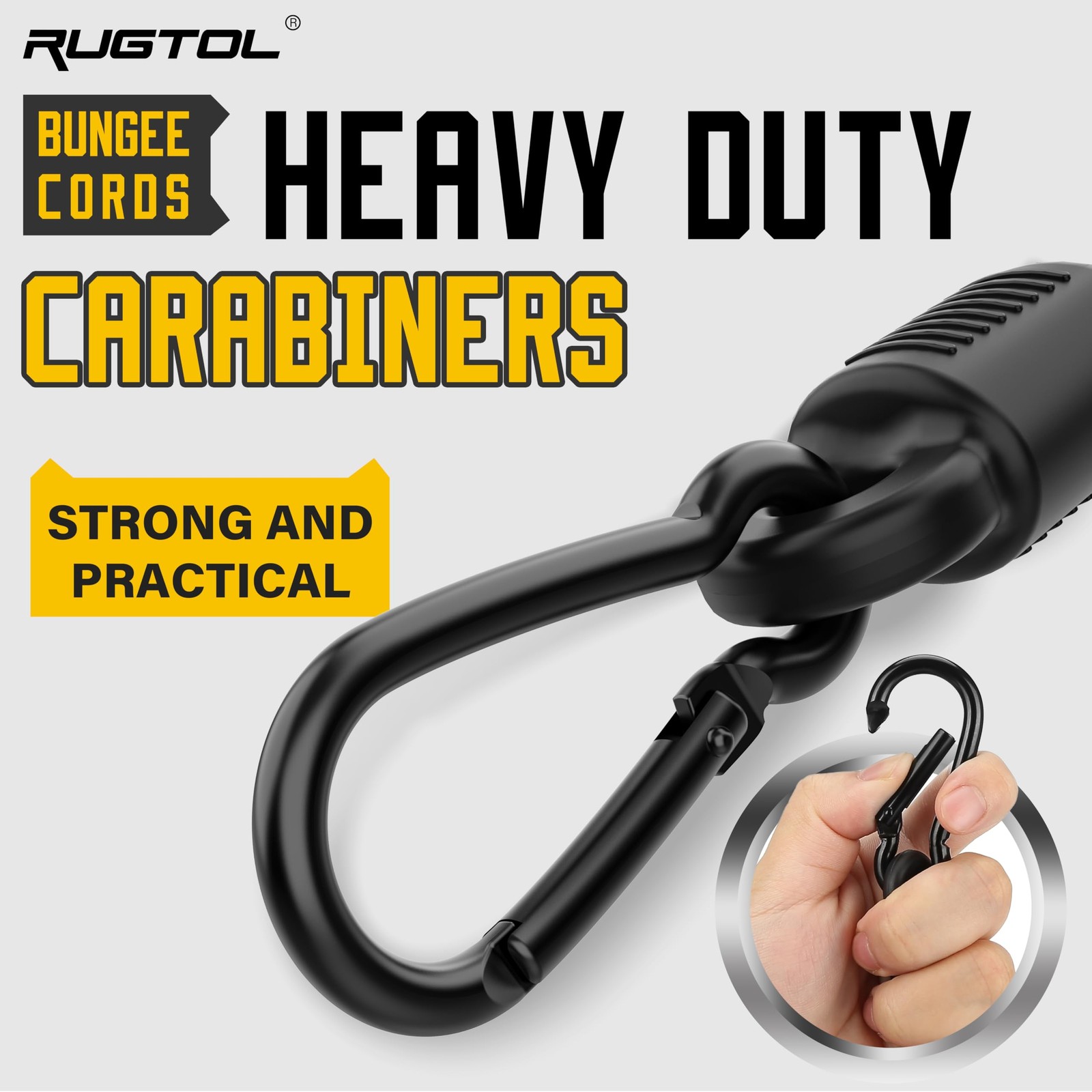 Upgraded Adjustable Bungee Cords with Hooks, 6 24" - 6 Pack - Black, Black
