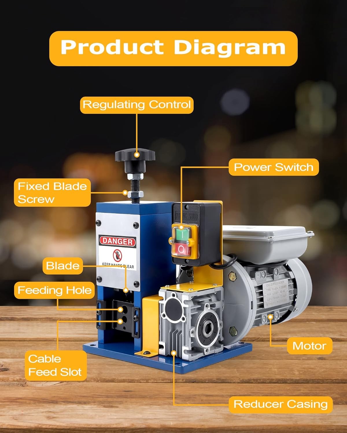 Automatic Wire Stripping Machine for 0.06" -0.98" High Precision for 7/0-15 AWG