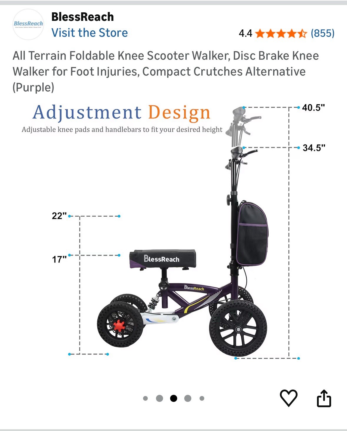 Knee Scooter W Plush Cushion Additional Knee Pad