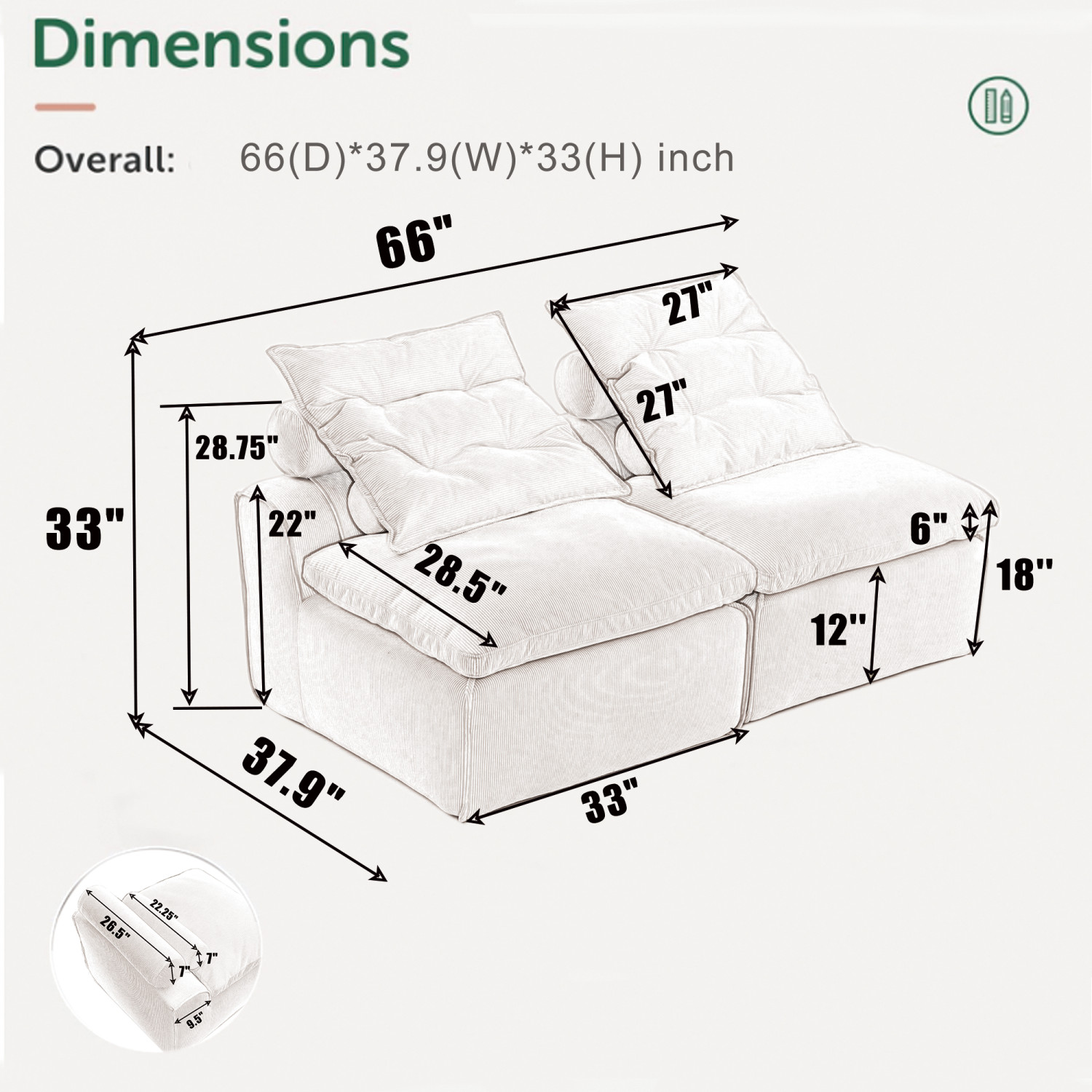 Modular Sofa Couch 2 Seater Sectional Sofa Upholstered Sofa For Living Room