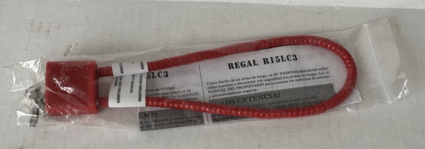 Regal R15SC3 Cable Gun Lock w/2 Keys Red New in Original Packaging