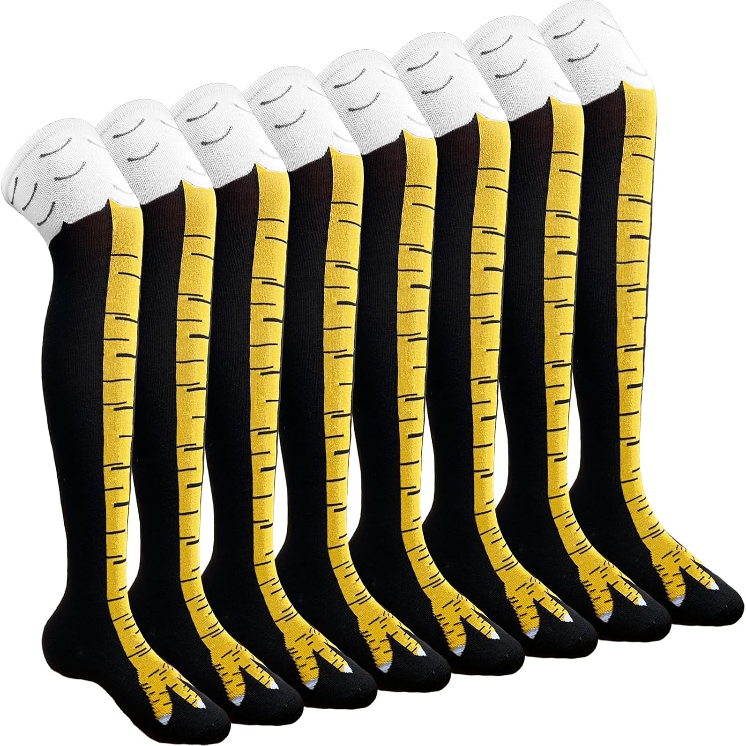 4 Pair Funny Chicken Legs Socks,Novelty Knee-High Turkey Socks,3D Animal Paw Soc