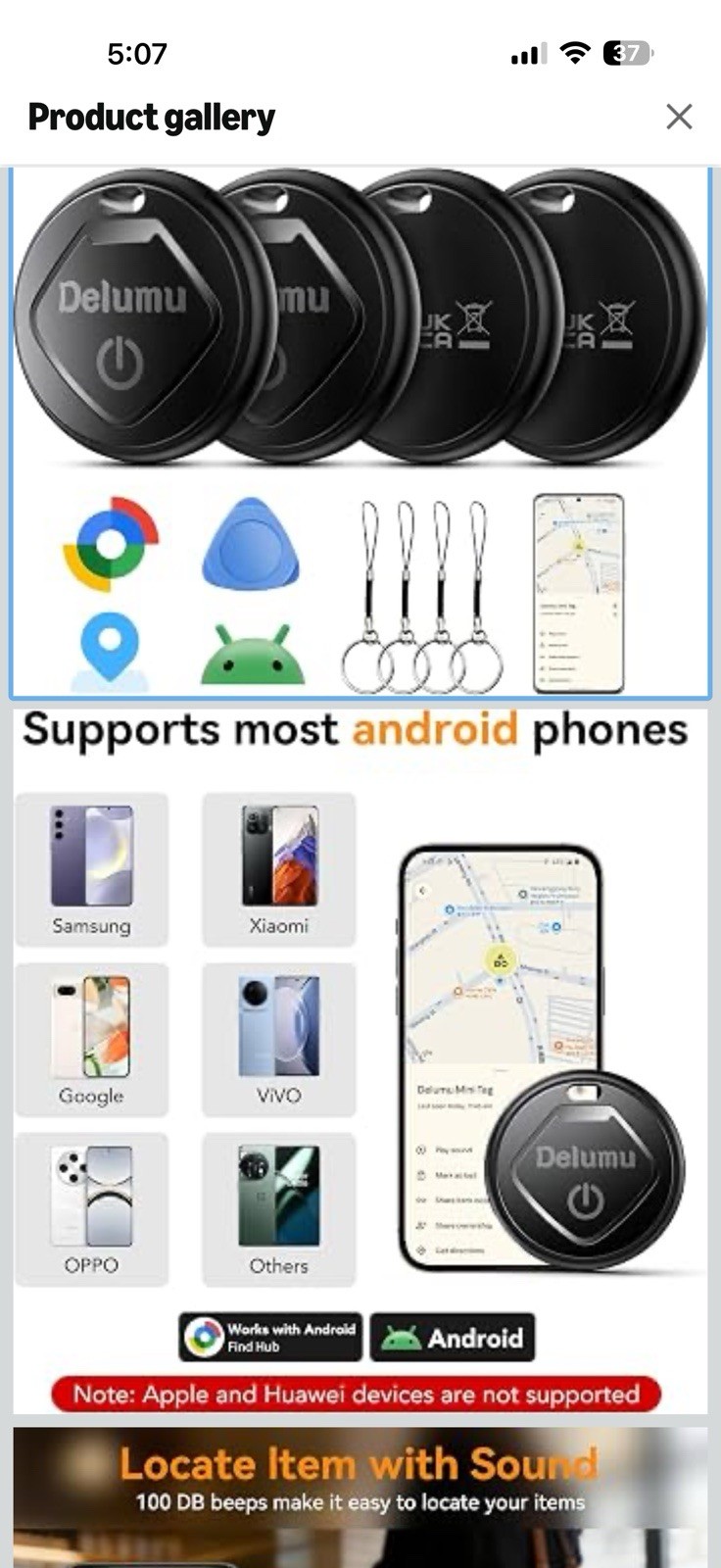 Delumu Mini Tag Bluetooth Item Tracker for Android Find Hub