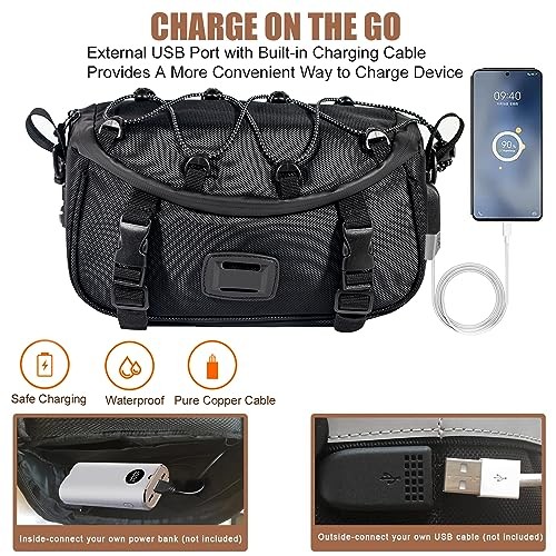 Universal Motorcycle Bag, Black Motorcycle Handlebar Bag Tool Bag Front Fork