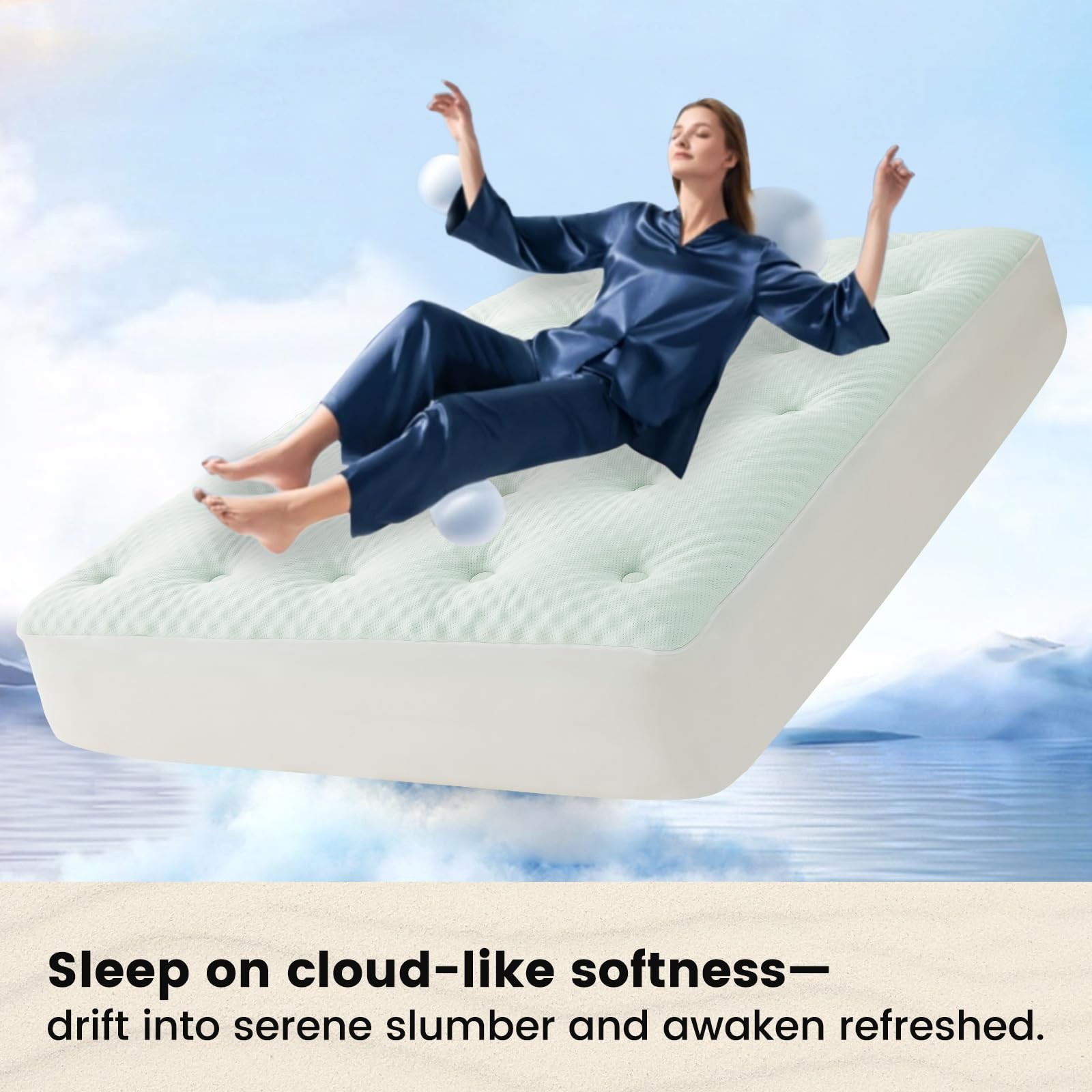 QUIETSEA Reversible Queen Mattress Queen, White - Egg Crate Memory Foam