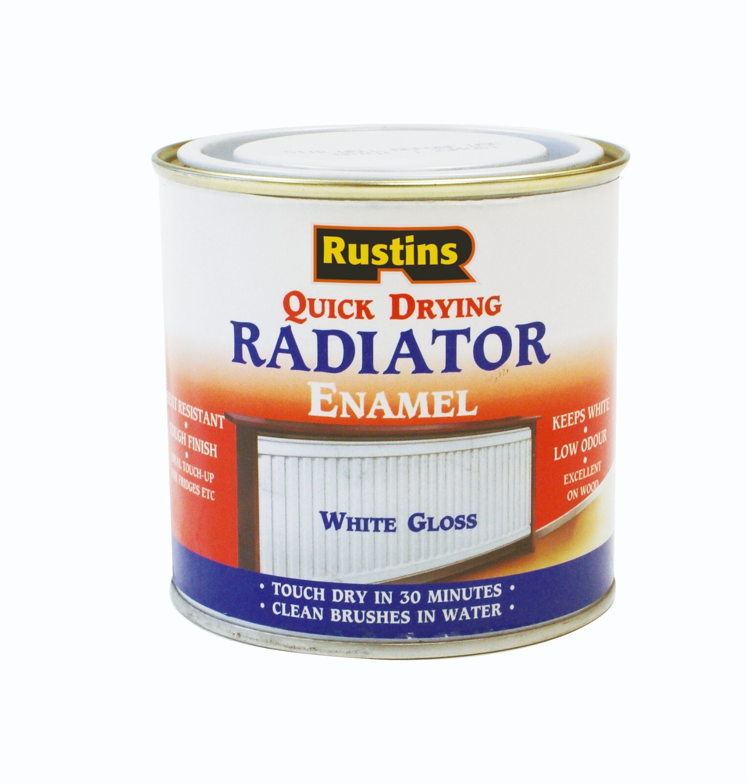 Rustins Quick Dry Radiator Paint White/Black/Grey Gloss/Satin/Matt 250/500ml/1L