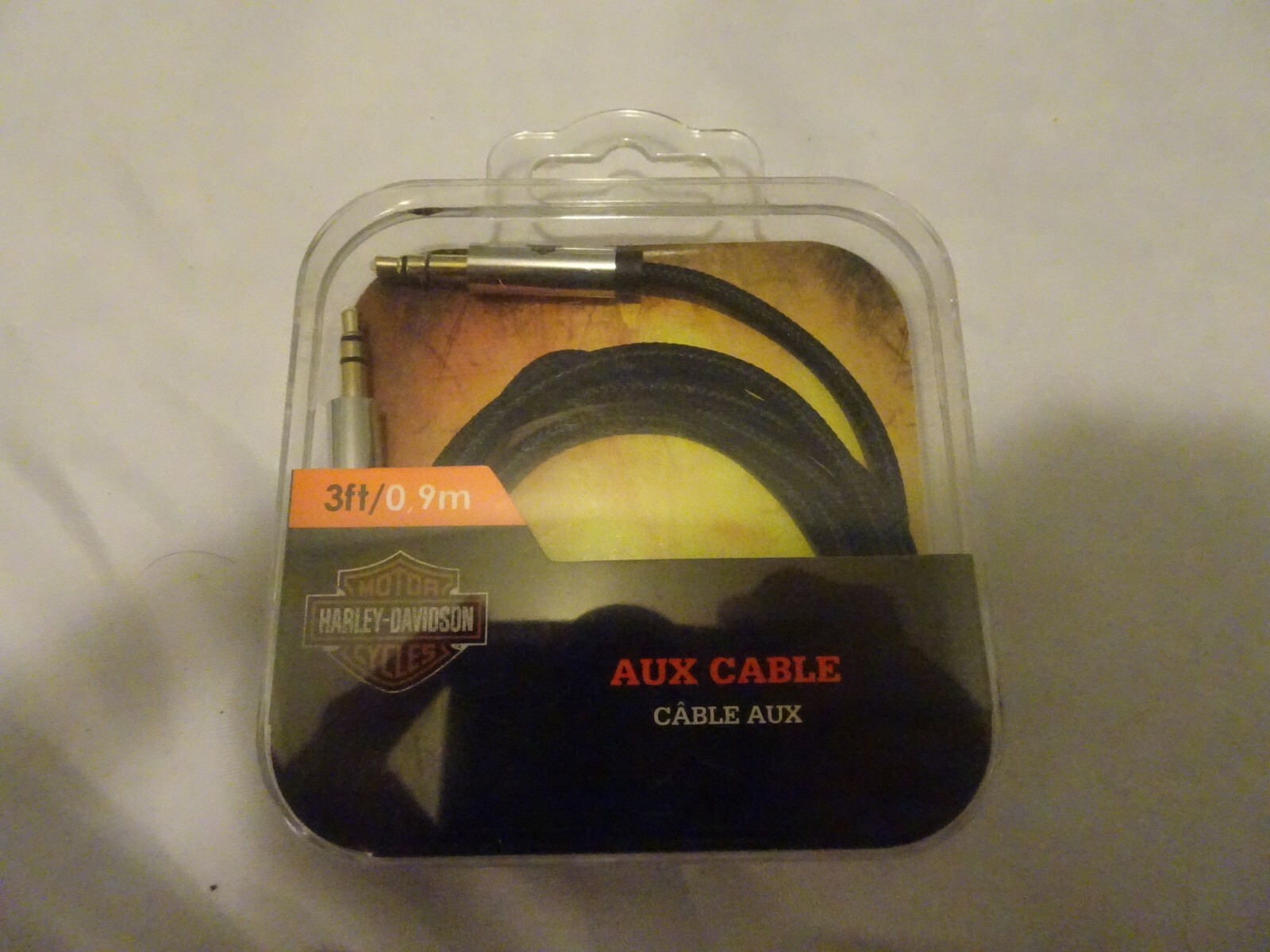 Harley Davidson H-D braided Auxiliary sound cable 3ft, 0.9m new in package