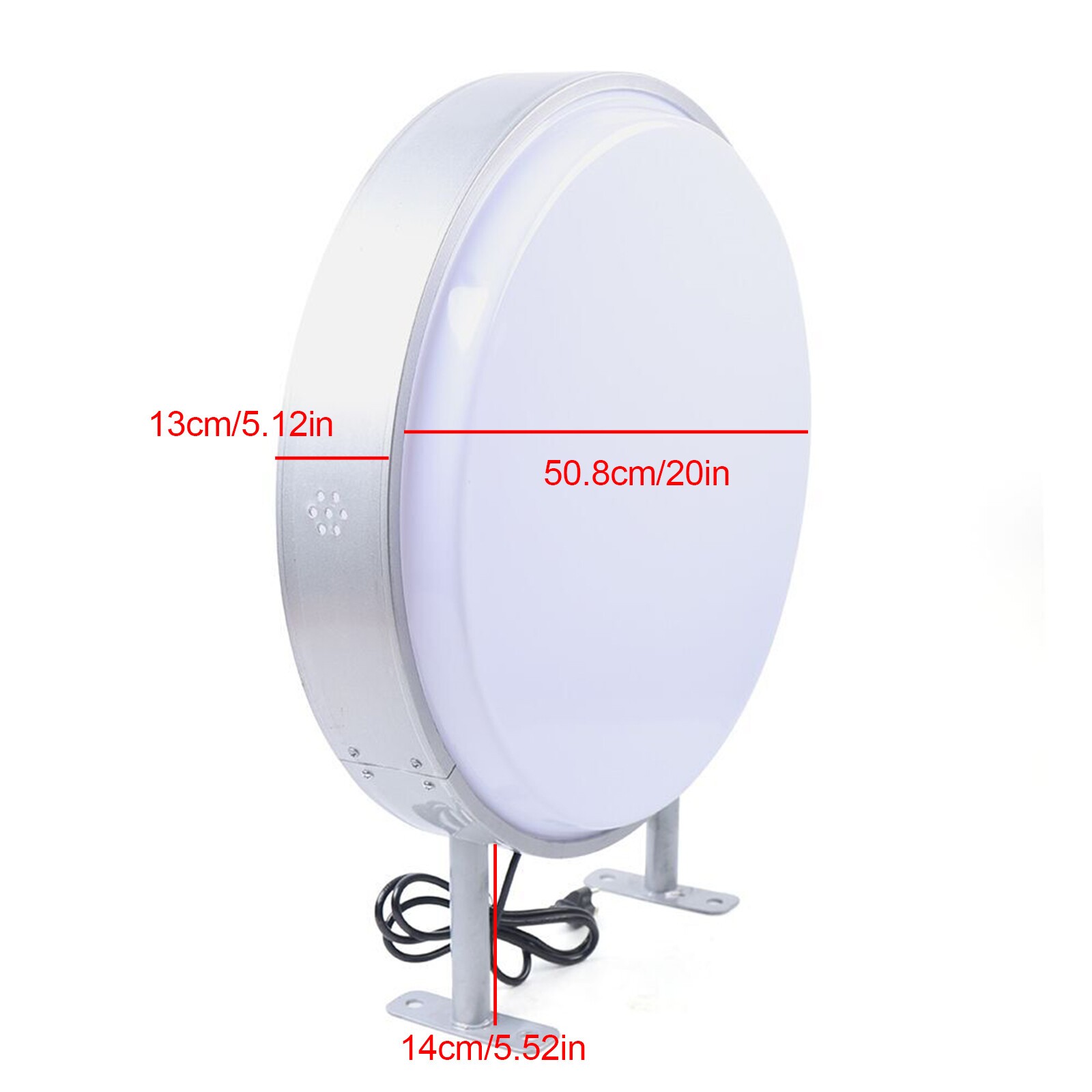 24" LED Double Sided Round Light Box Outdoor Sign Advertising Projecting Light