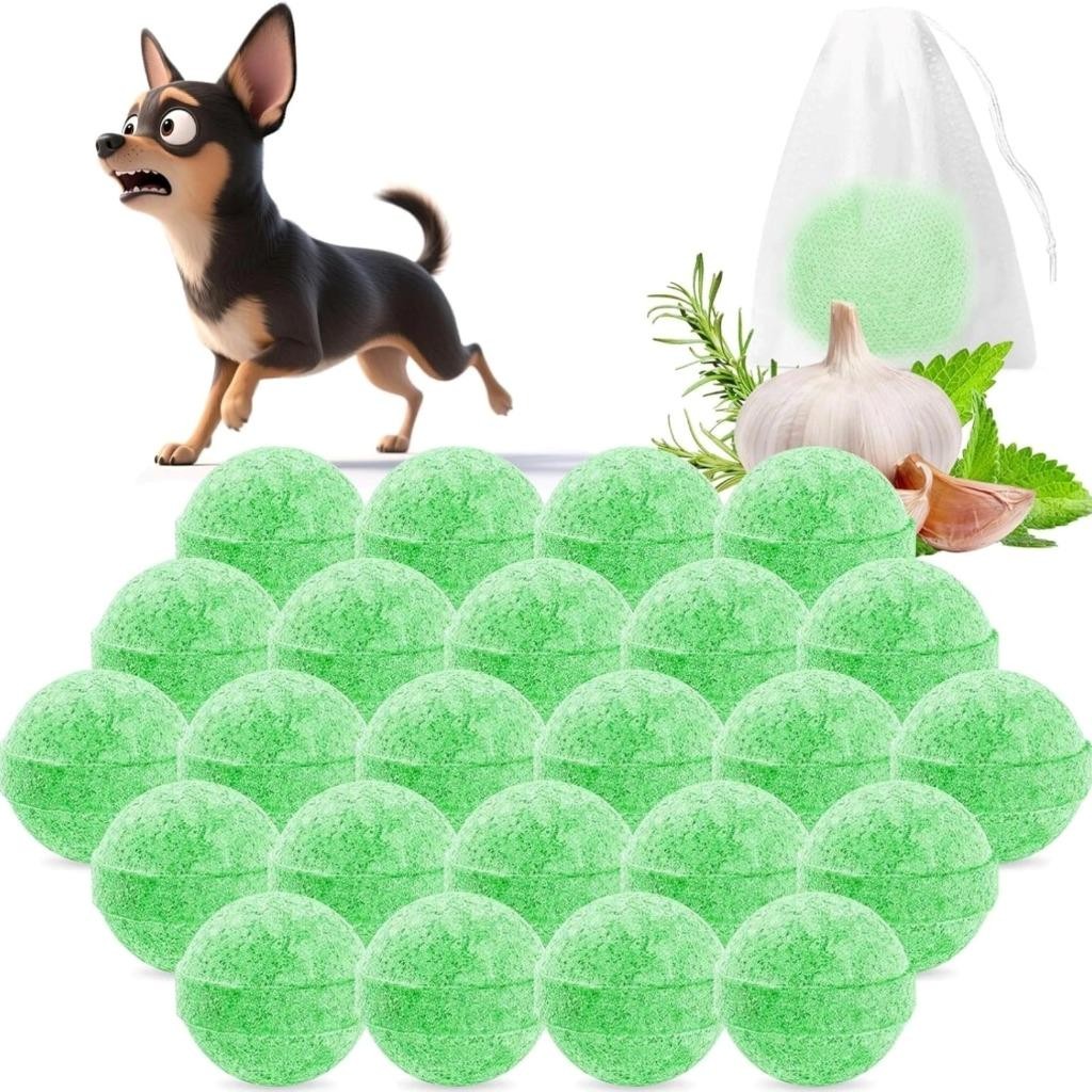 (20-Pack) Dog Deterrent Balls Indoor & Outdoor, Natural Peppermint Oil, Pet Safe