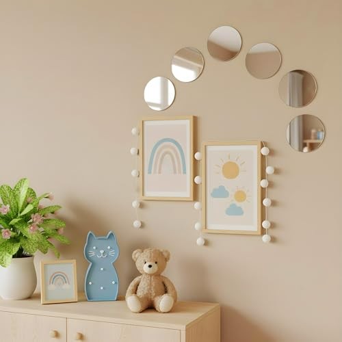 50Pcs Small Round Mirrors for Crafts, 2 Inch Mini Acrylic Round Mirror Tiles