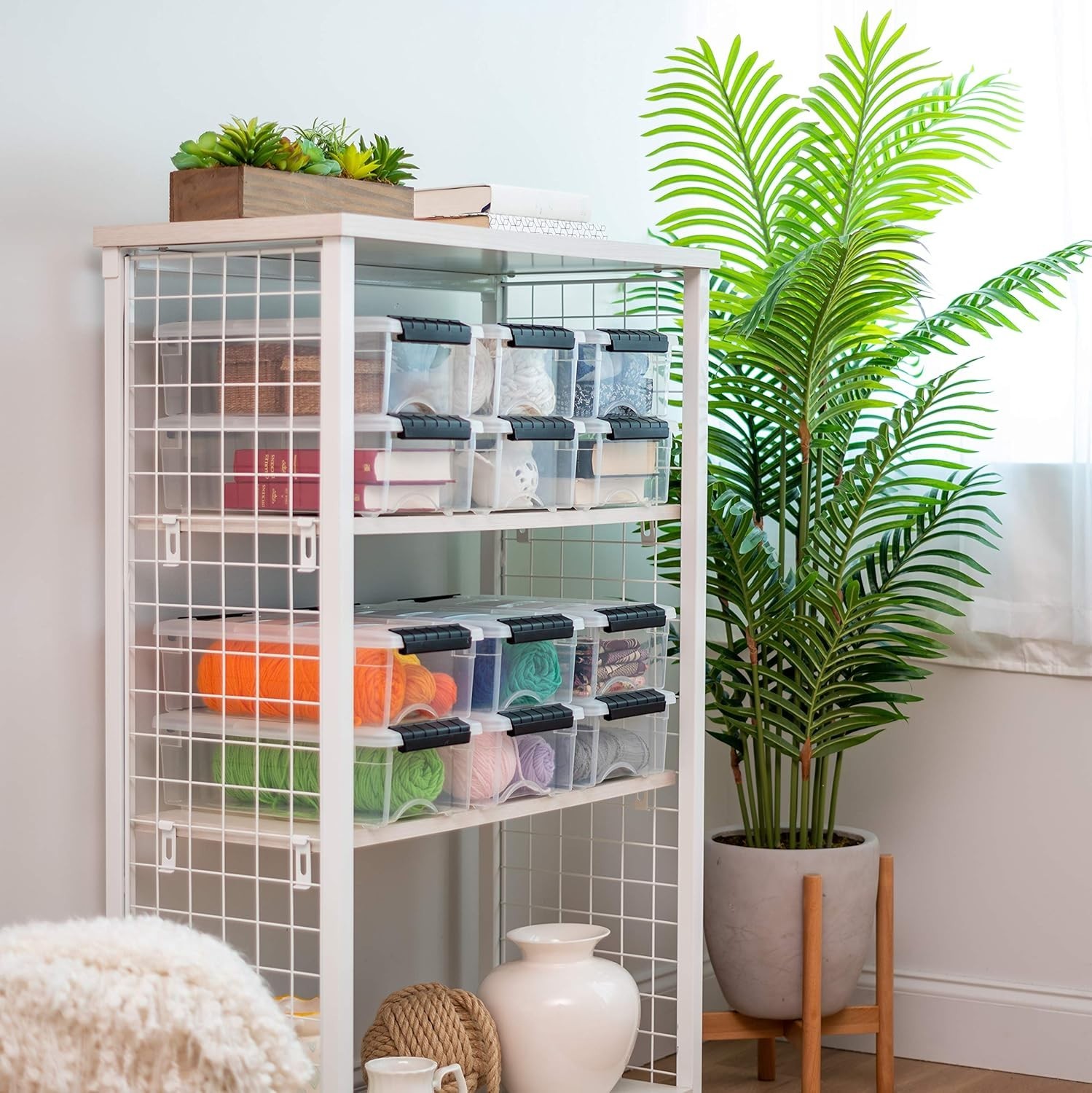 Effortless Organization with 6 Quart Transparent Stackable Storage Bins - 3 Pack