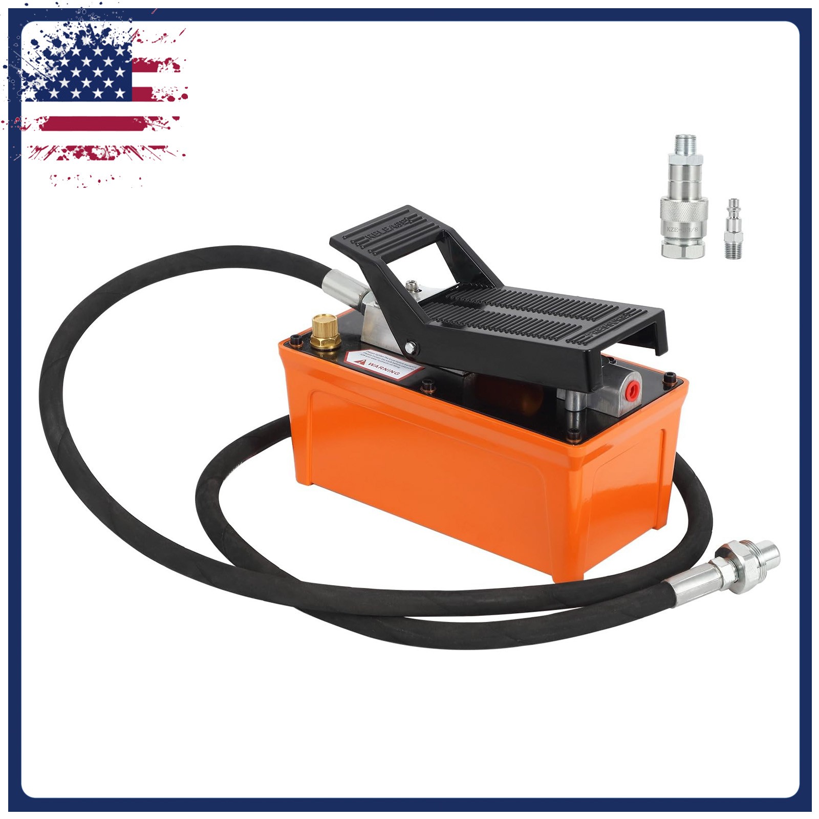10000 PSI 1/2 Gal Reservoir Foot-Operated Air Hydraulic Pump with 6.6 Ft Pipe