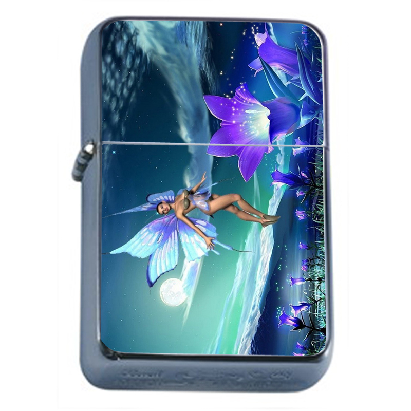 Windproof Refillable Flip Top Oil Lighter Fairy D17 Fairies Nymph Elf Magic