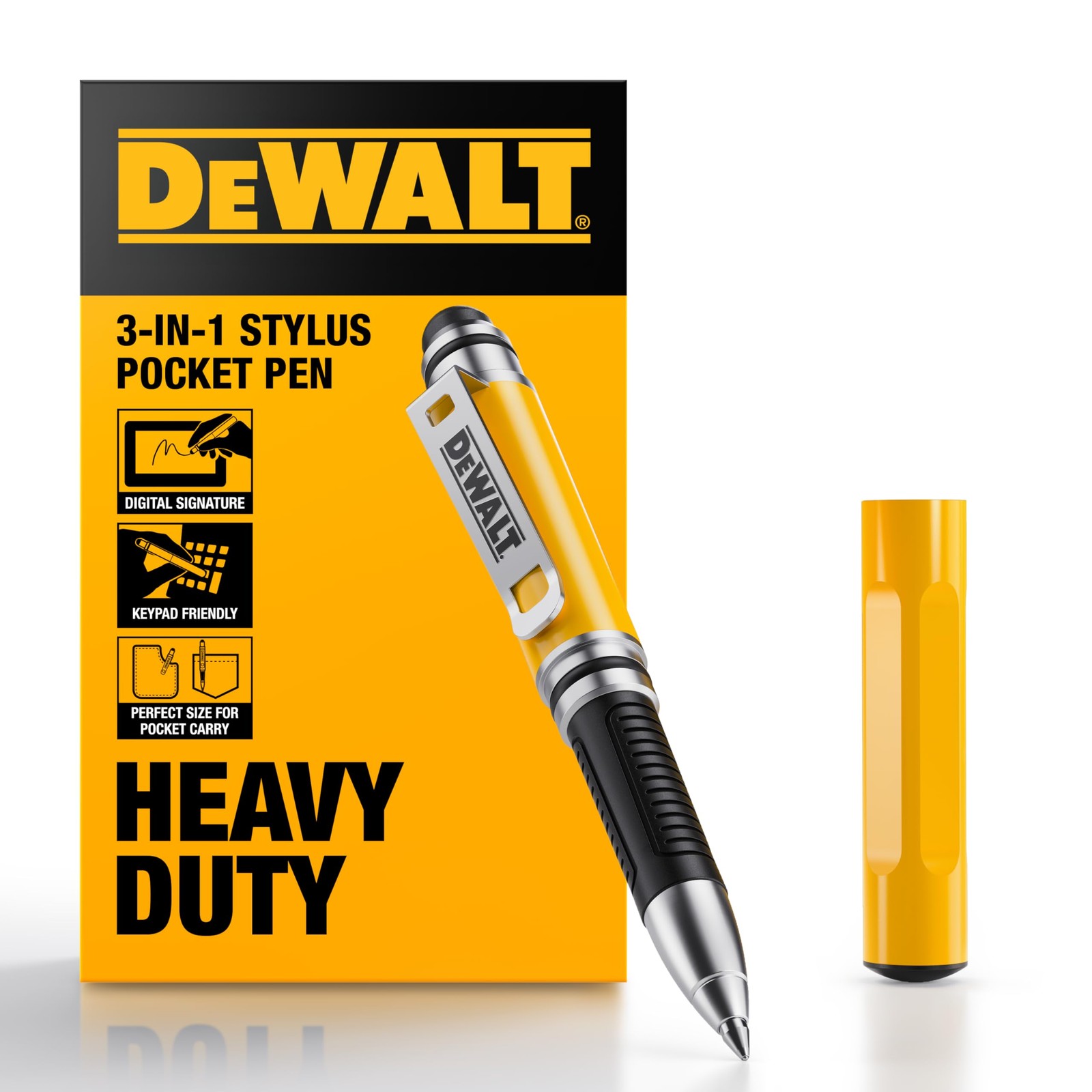Heavy Duty 3-in-1 Mini Stylus Pocket Pen for iPad Tablet Touchscreens Black