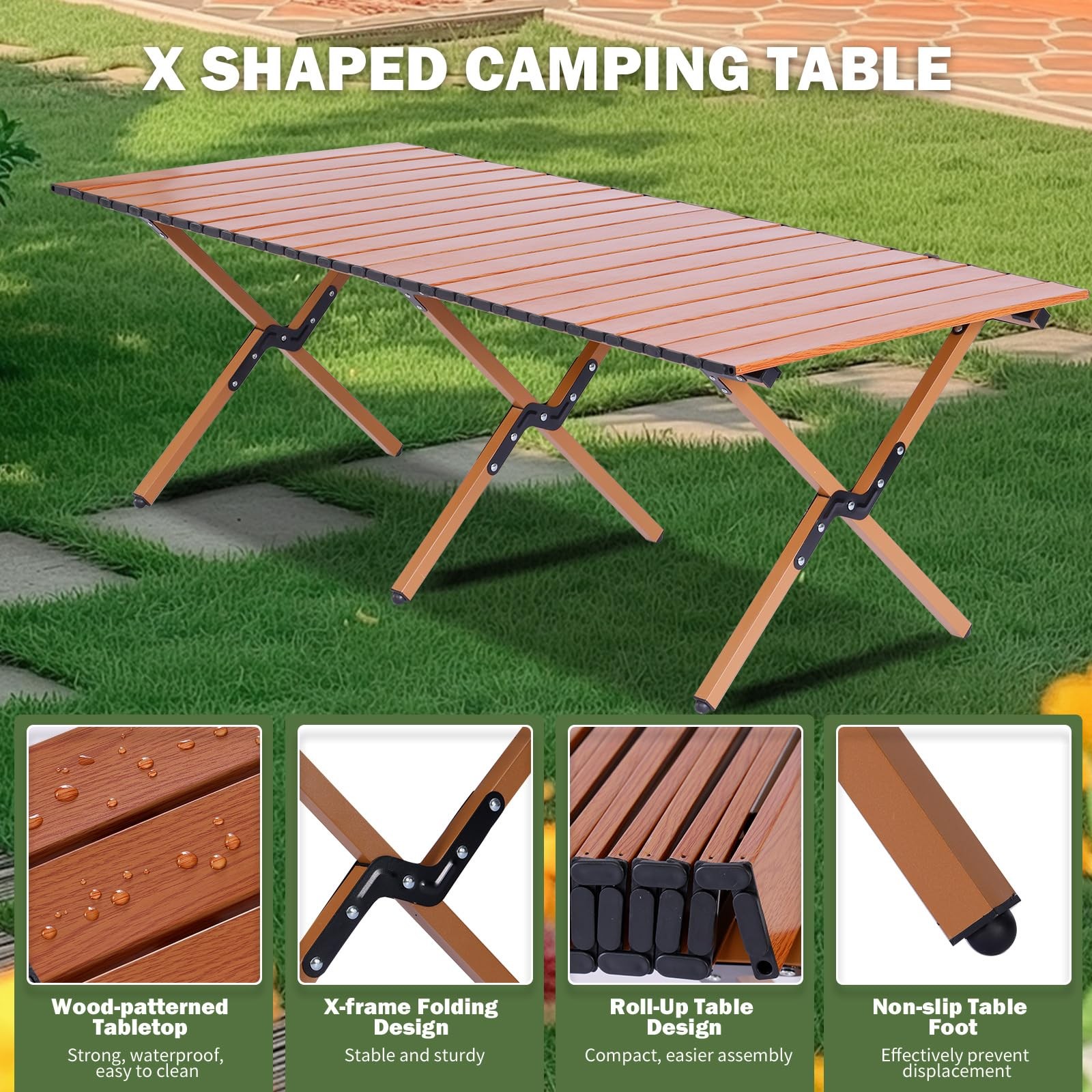 Camping Table Folding, 132 lbs Capacity & 11 lbs Lightweight, 45.5x23.2 Inch ...