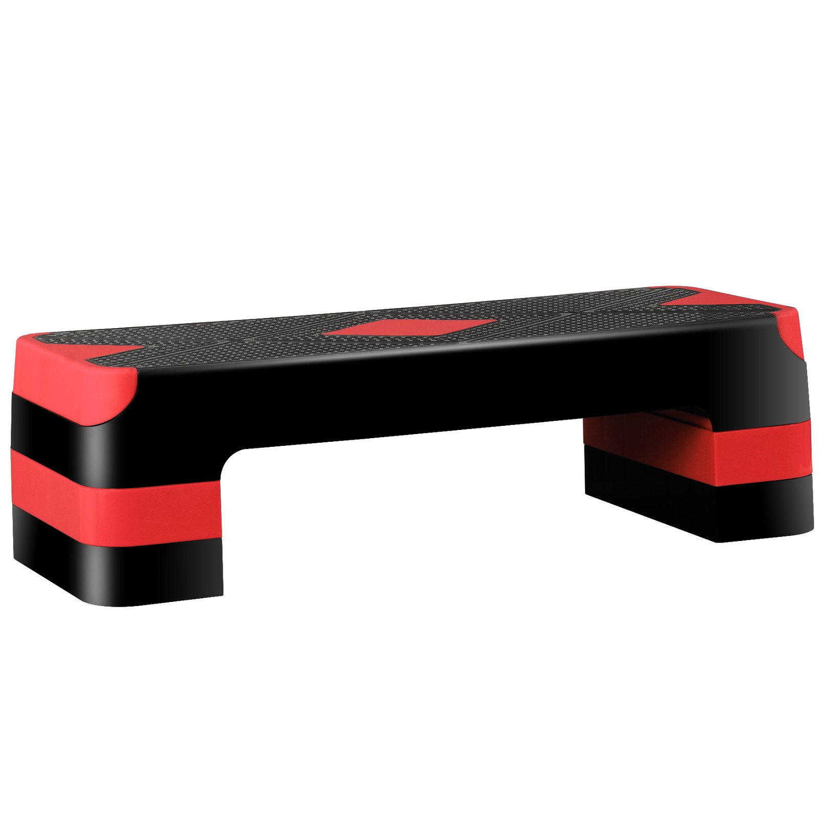 Aerobic Step Platform Exercise Step Adjustable Height 4"-6''-8' w/4 Risers Red
