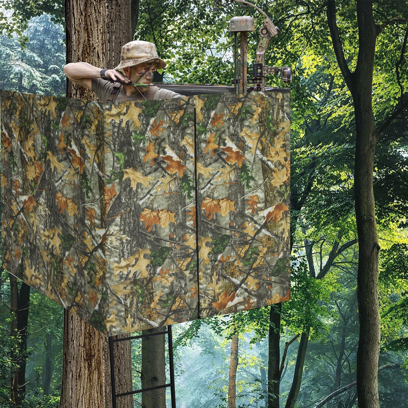 See Through Hunting Tree Stand Blind, 102x36IN, Three-sided,