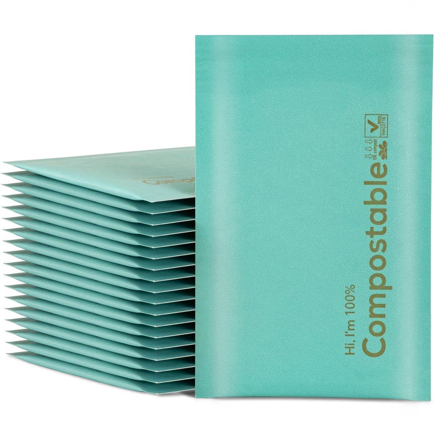 4x8 100% Biodegradable Bubble Mailers,25 Count Teal #000 Compostable Padded P...