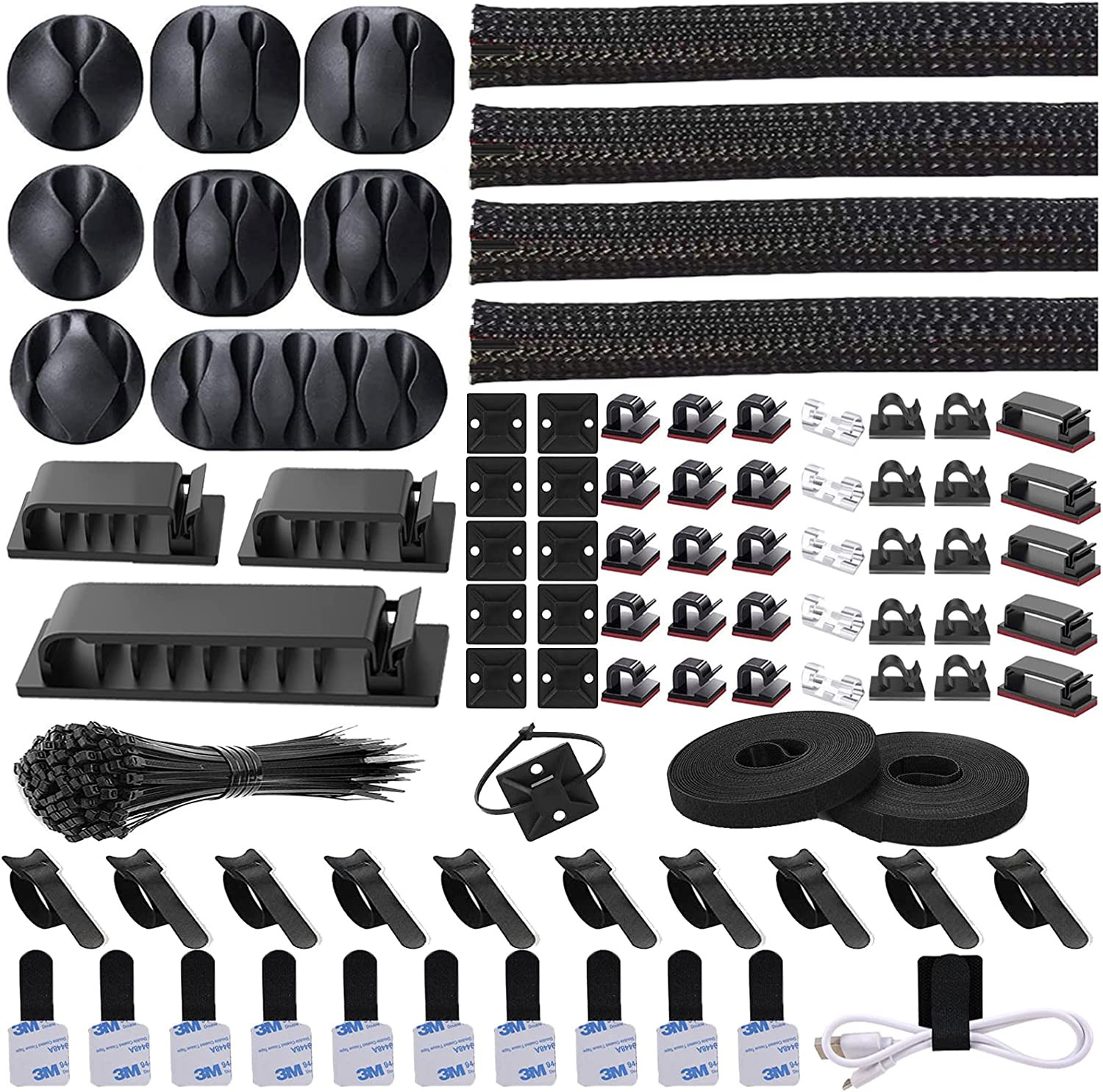 192 Pzs Kit Organizador Cables Mangas Clips Correas Bridas Para Computadora TV