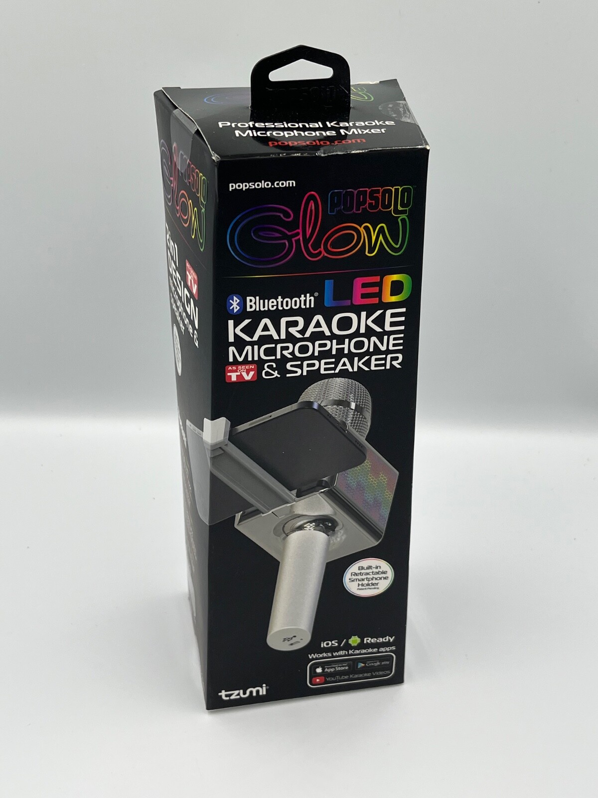 Pop Solo LED Karaoke Microphone Black As Seen On Tv Android iPhone Popsolo 6”