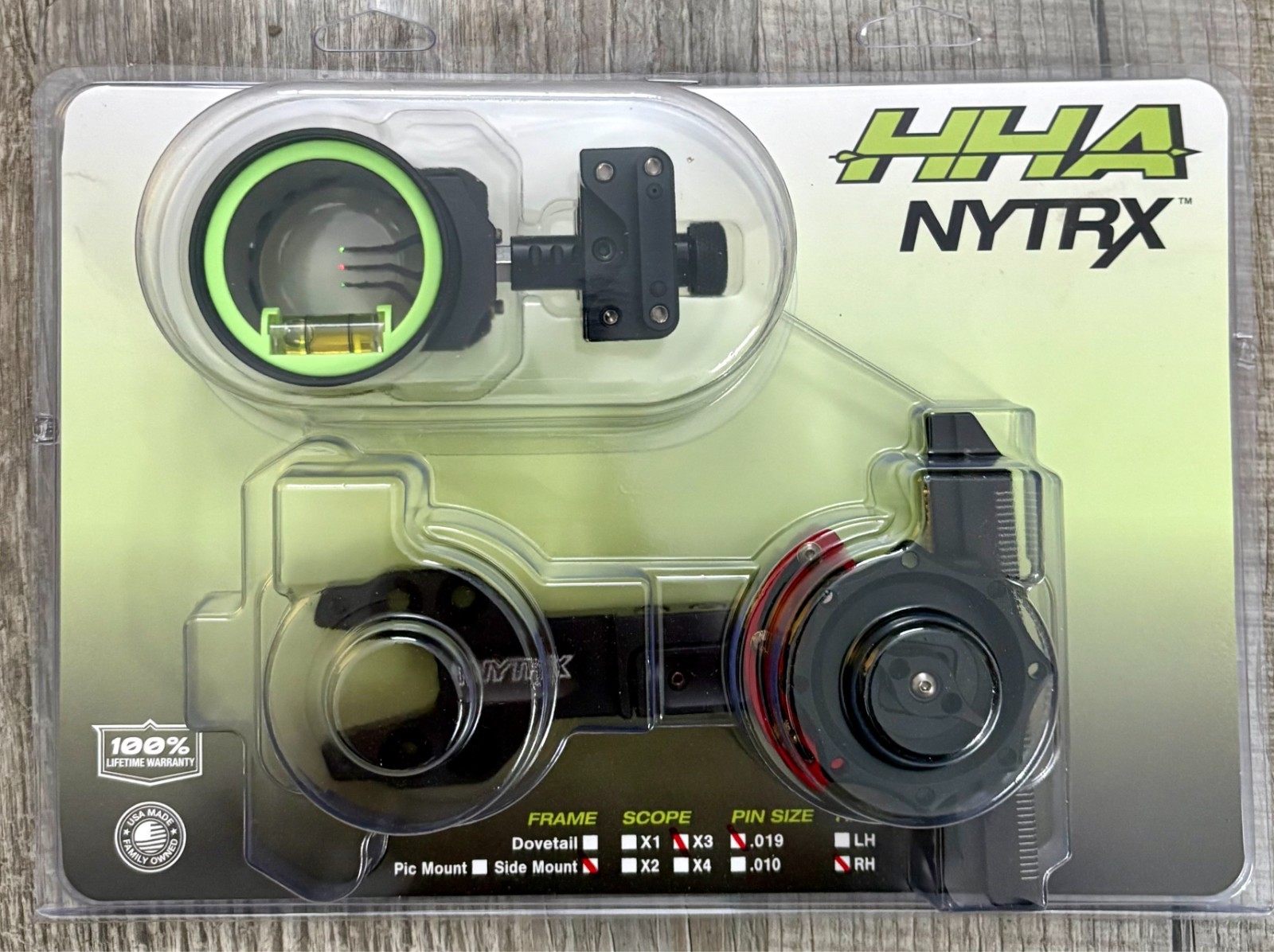 HHA NYTRX Side Mount 3 Pin .019 Green-Yellow-Green Pins RH NX-X319 New