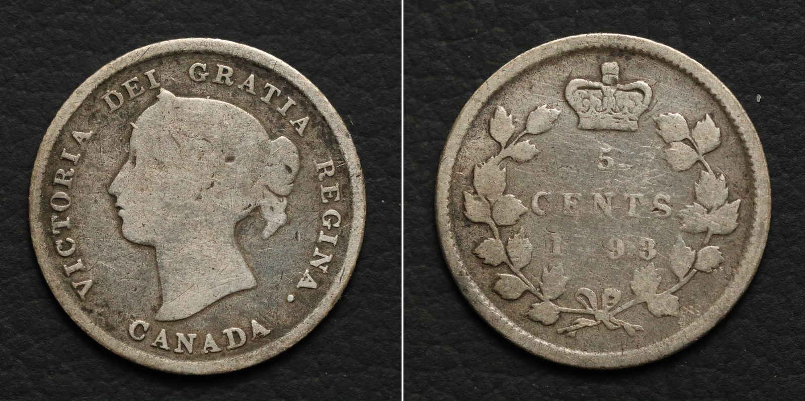 *Canada Silver Coin, 5 Cents 1893 1.167g, 15.494mm[E13192]7y1