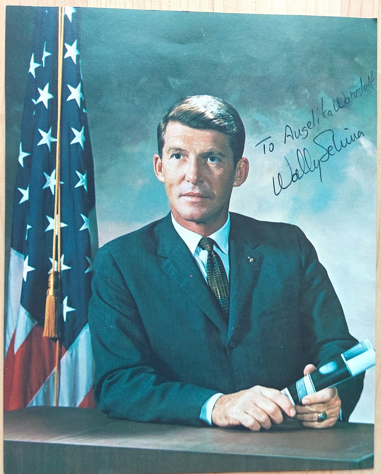 Walter Schirra Astronaut Hand Signed Signature on Photo