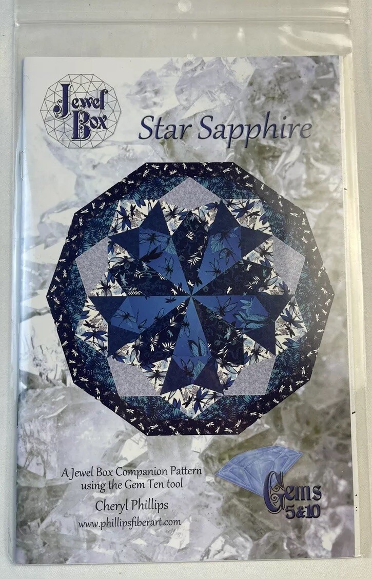 Jewel Box Star Sapphire Quilting Pattern Finished Size 44”x46” Cheryl Phillips