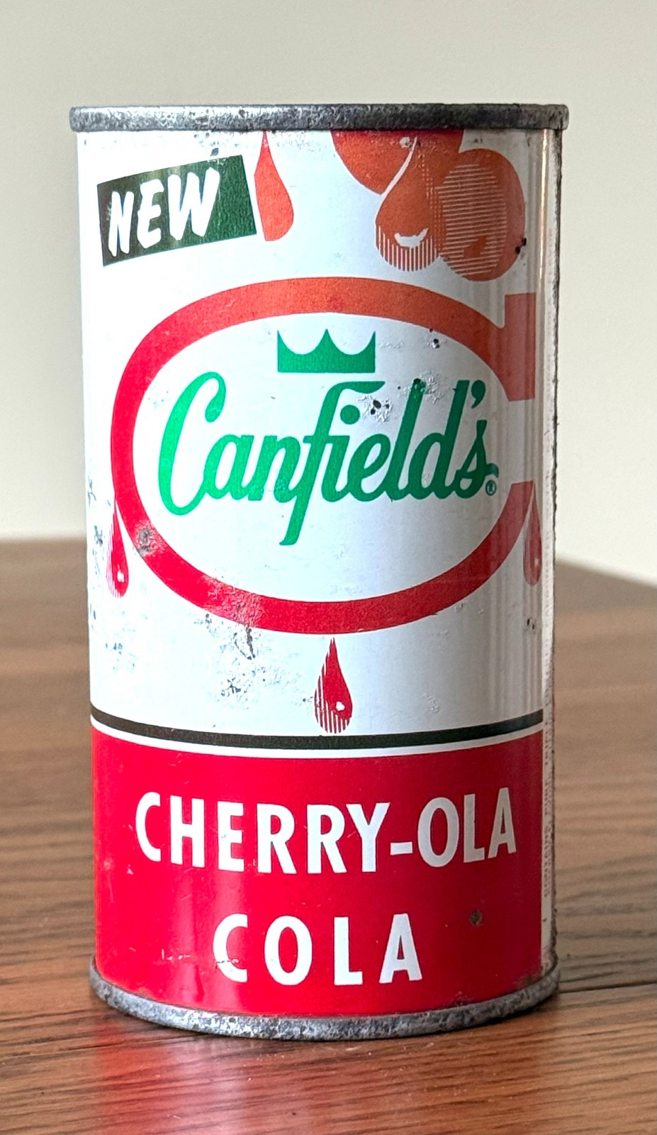 *Graphic* Canfield's Cherry-Ola Flat Top Soda Can--Pre-Zip Code