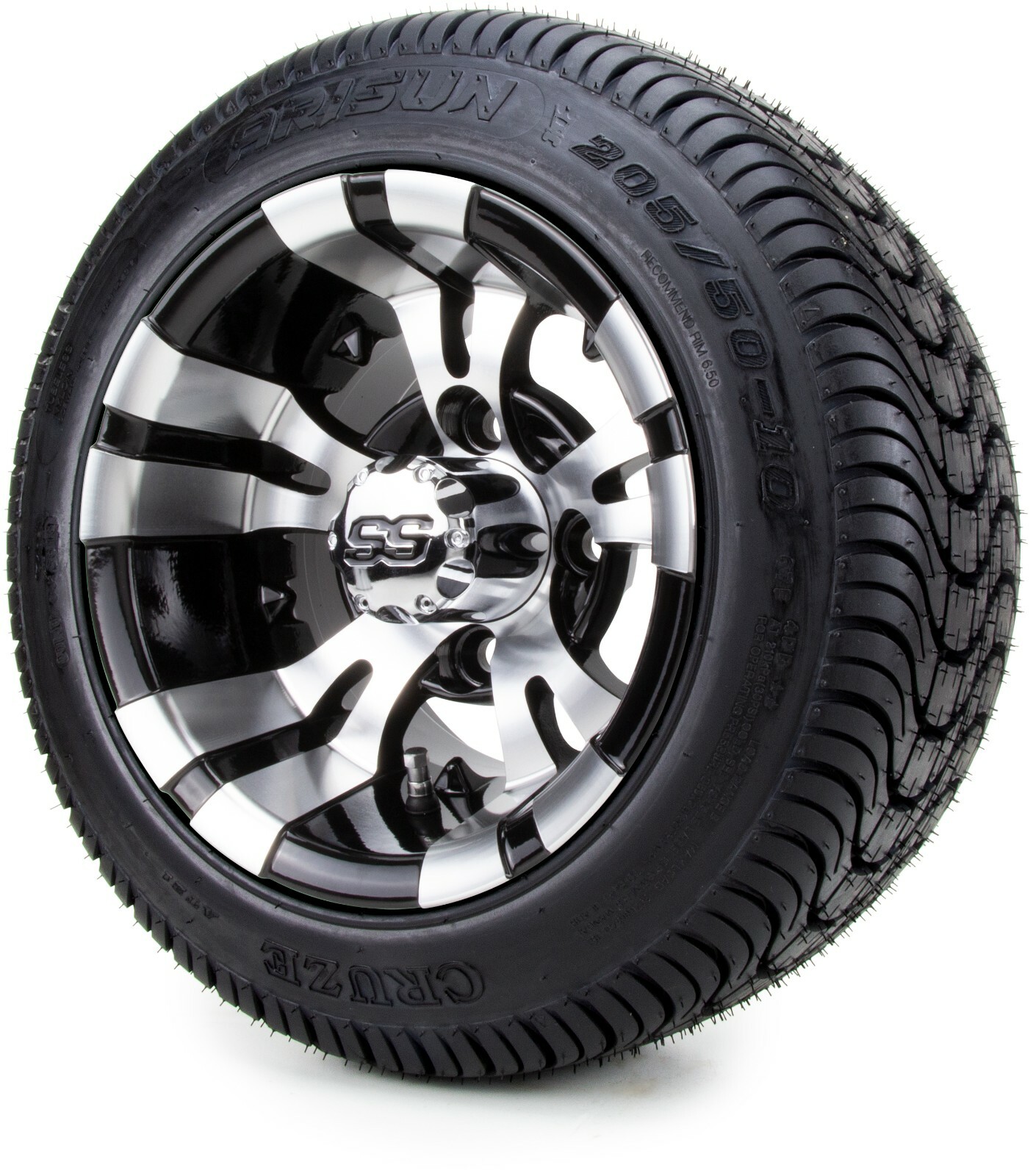 Golf Cart Wheels and Tires Combo - 10" Vampire SS w/ Low Pro Tires - Set of 4