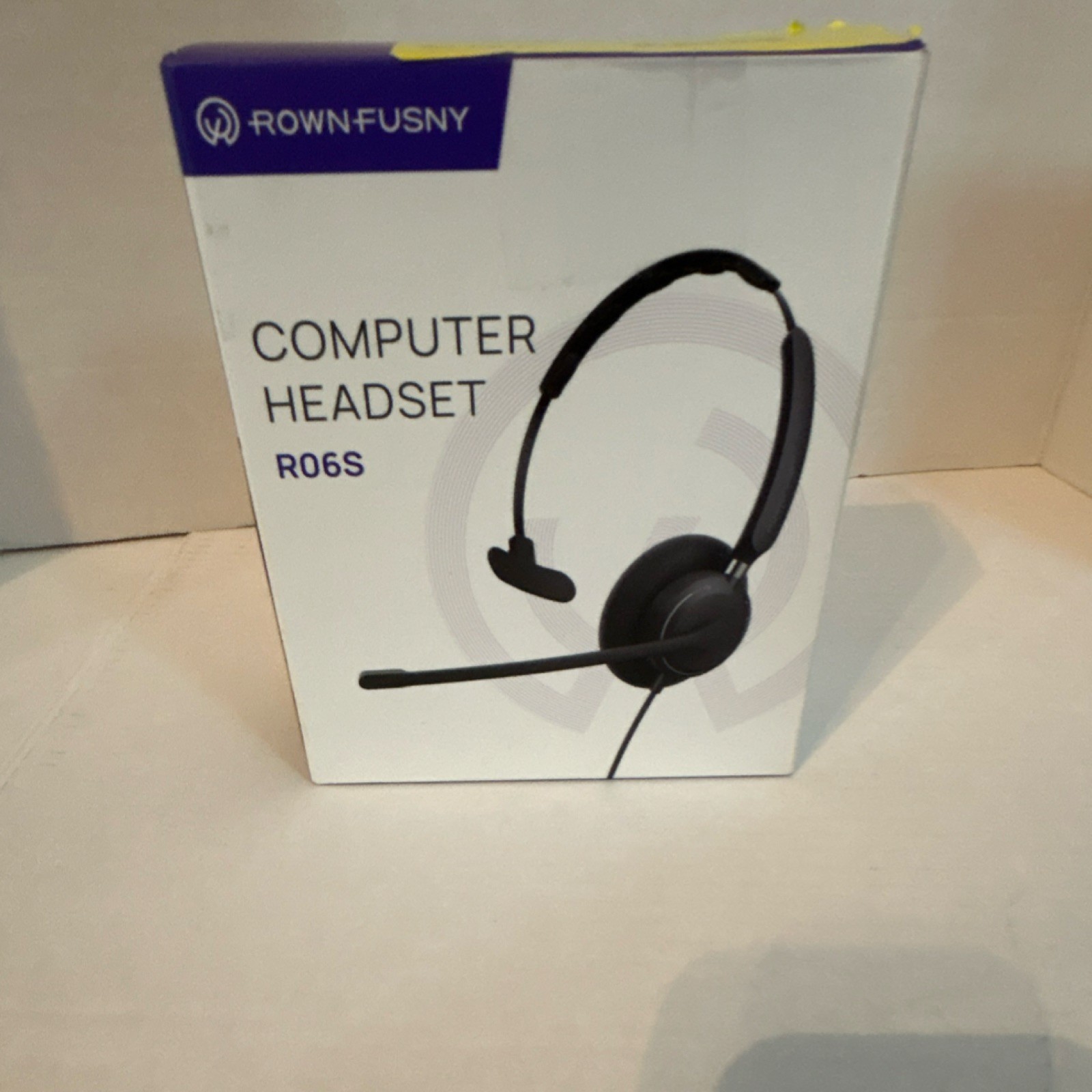 RownFusny R06S USB Headband Headset Black Boom Microphone Single Ear-Pad