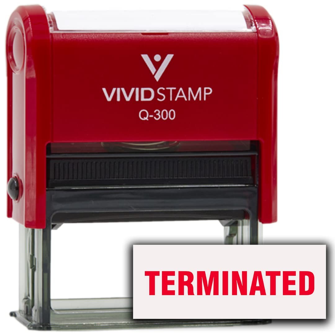 Terminated Self Inking Office Rubber Stamp Red Ink Q300 Marking Gear Tool