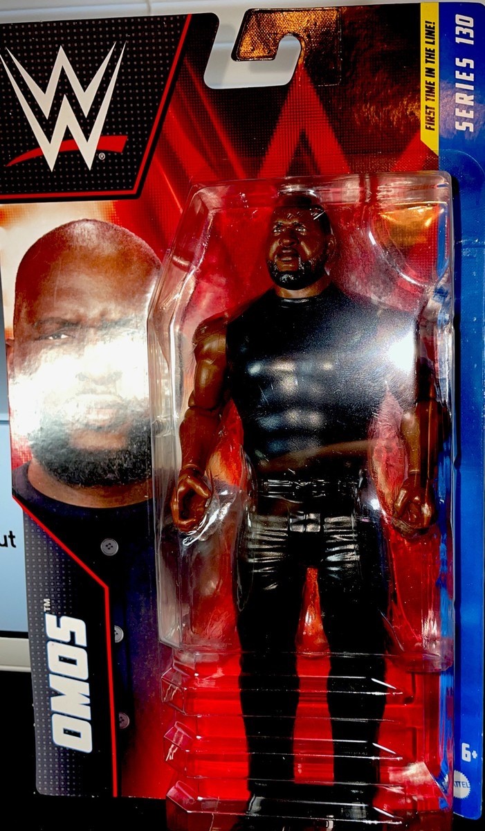MATTEL WWE BASIC FIGURE SERIES # 130 FIRST TIME IN THE LINE! OMOS, Damaged Card