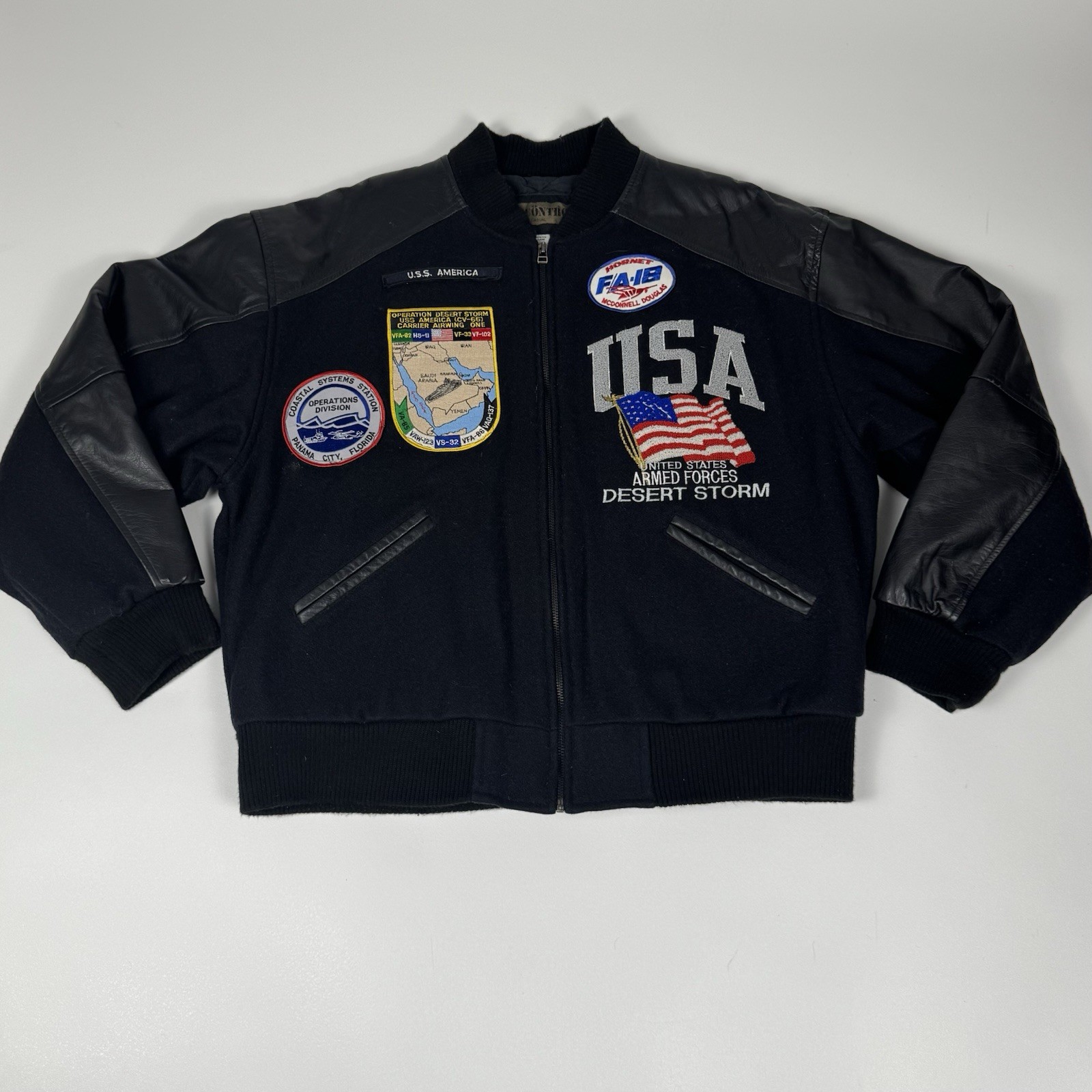 Vintage Desert Storm USS America CV-66 Patch M Jacket Dual Control/Sided Canada