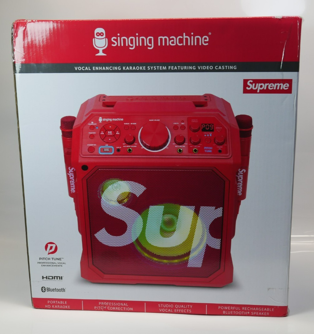 Supreme Red Singing Machine with 2 mics karaoke system new still in box 2023