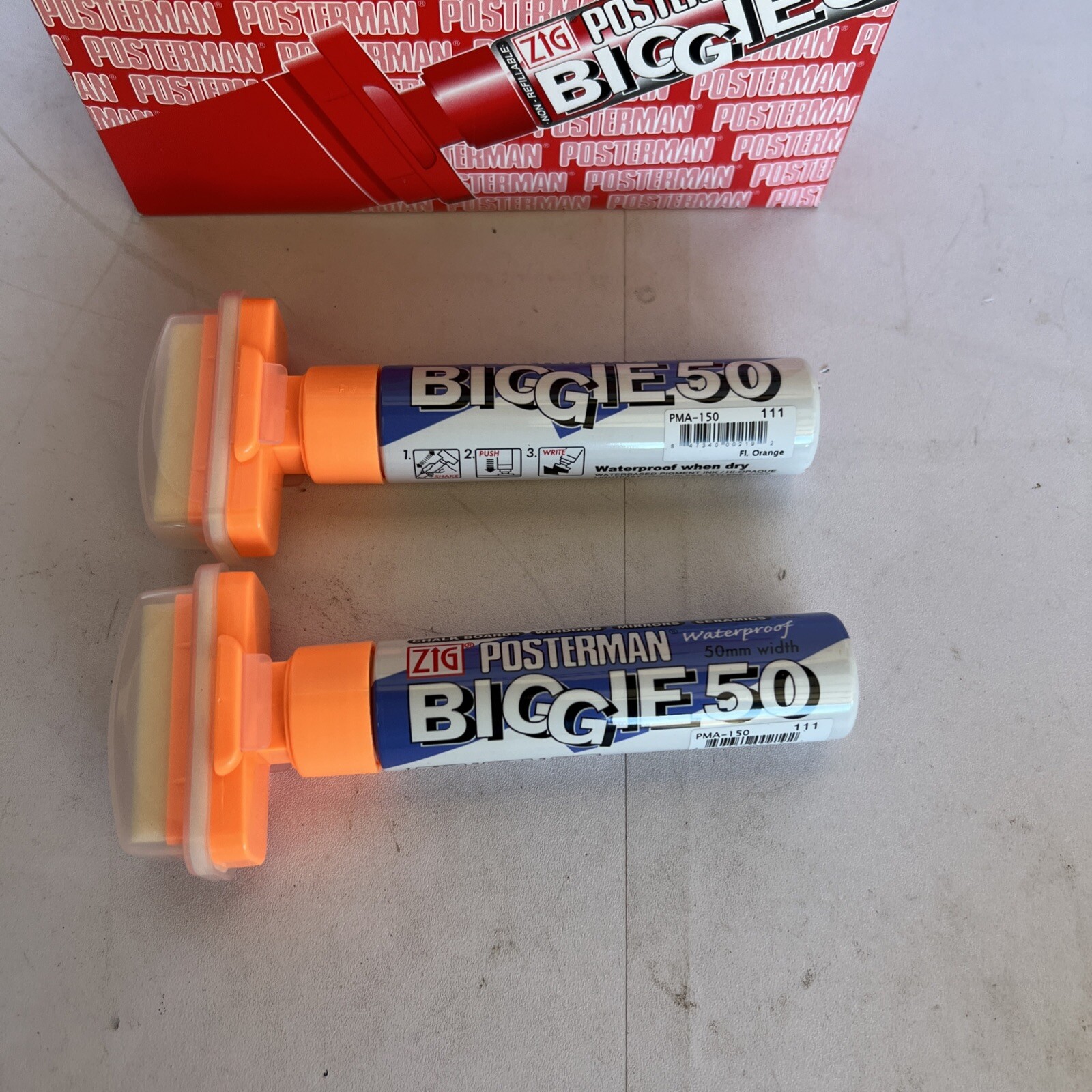 ZIG Posterman Biggie - 50MM Wide Nib Waterproof GRAFFITI Marker Orange 6CT Case