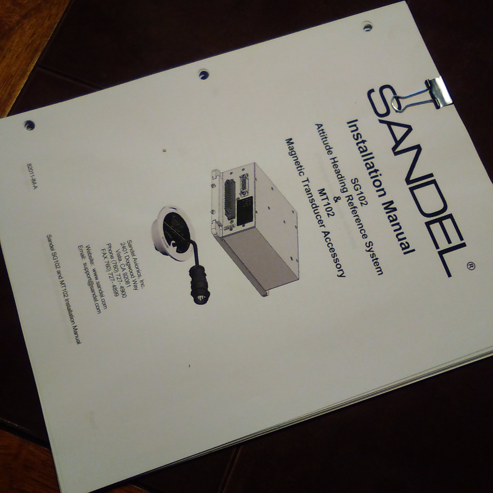 Sandel SG102 and MT102 Install Manual