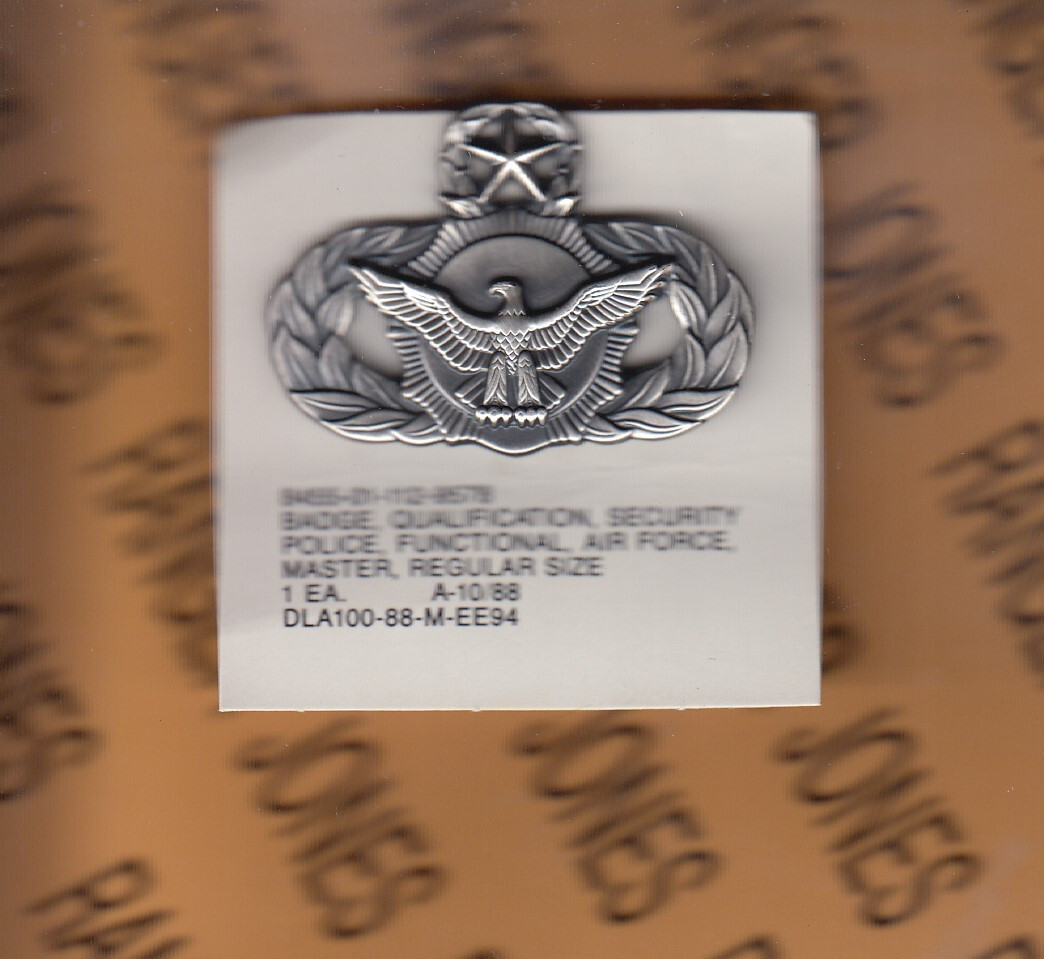 USAF Air Force Master Security Police SP SF Qualification badge 1 5/8" award c/b