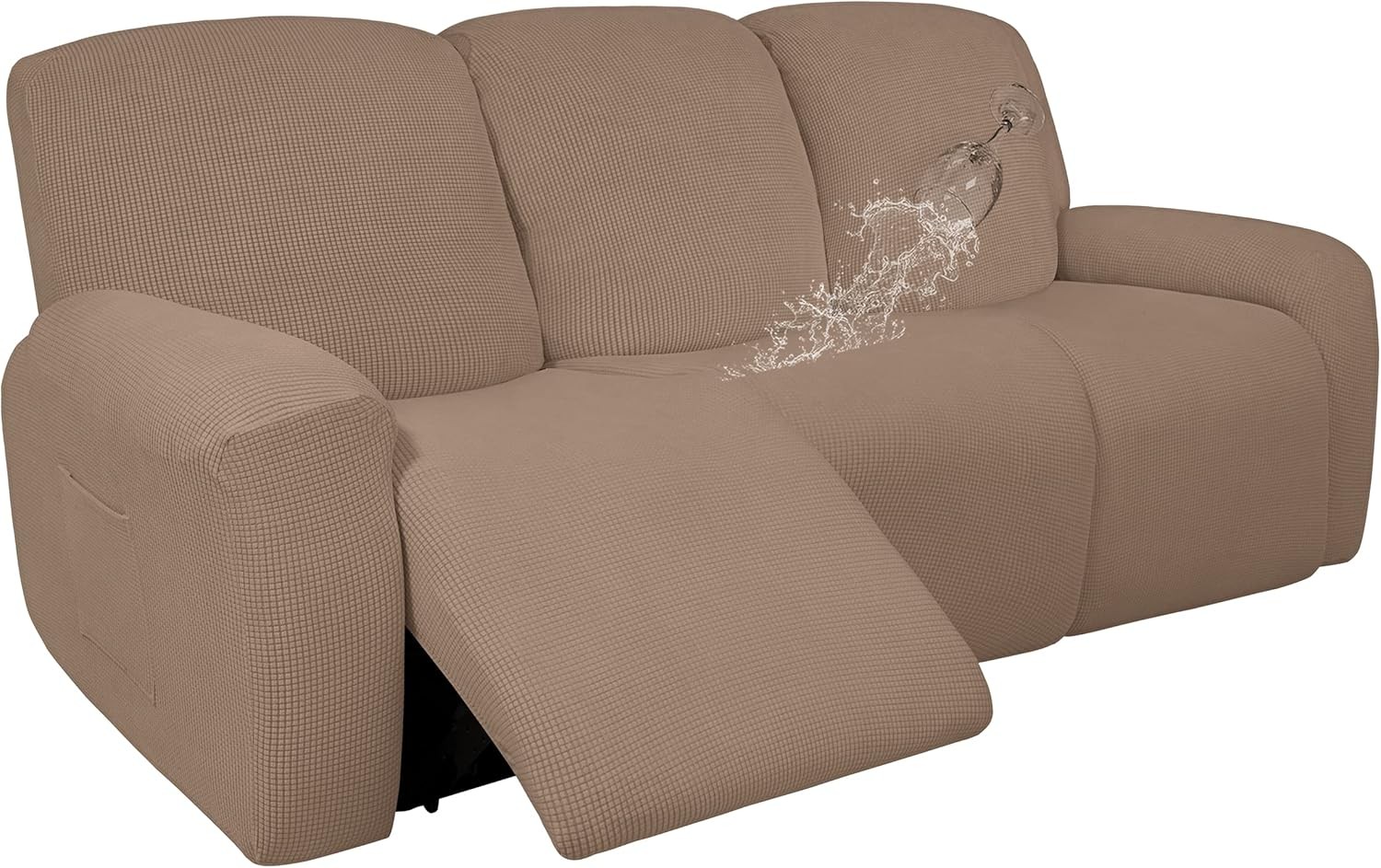 100% Dual Waterproof Recliner Sofa Cover, 8-Pieces Stretch Relining Couch Cover