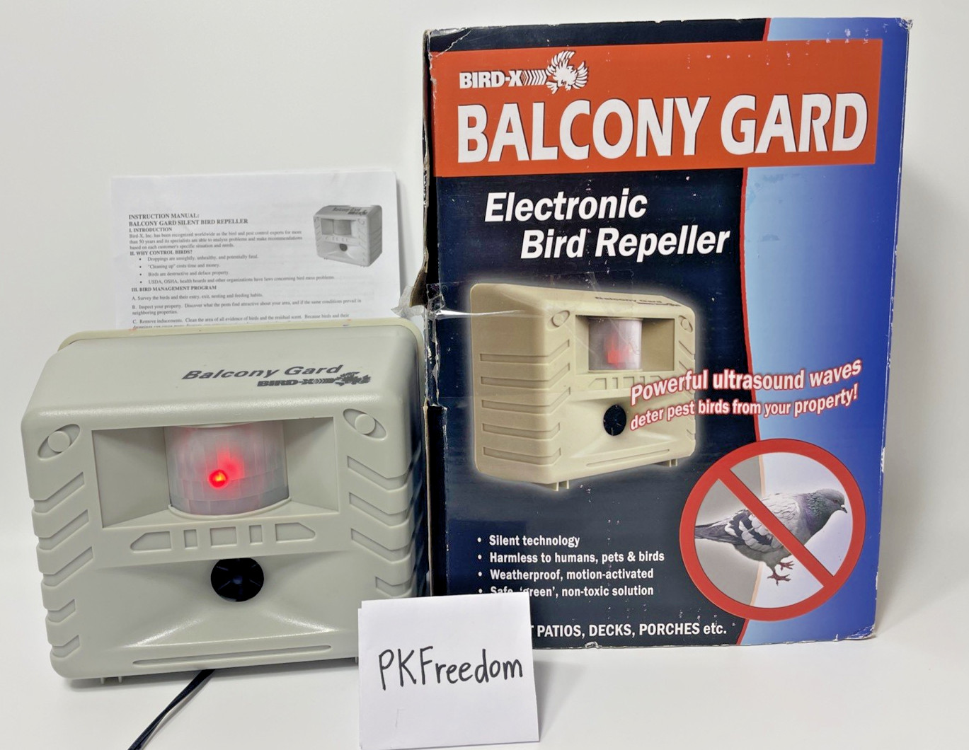 Bird-X Balcony Gard Ultrasonic Bird Repeller Guard Pest Control Home Owl Pigeon