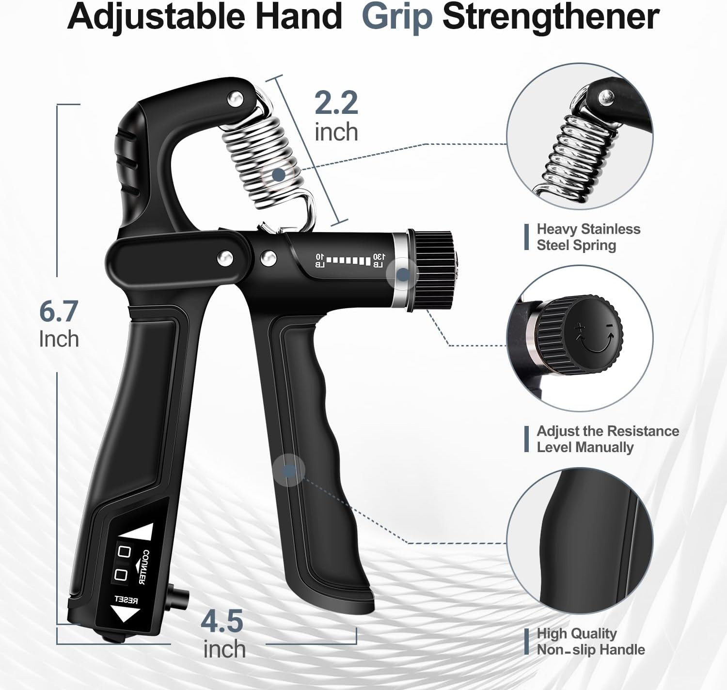 Grip Strength Trainer Kits (5 Pack), Forearm Strengthener with Adjustable Resist