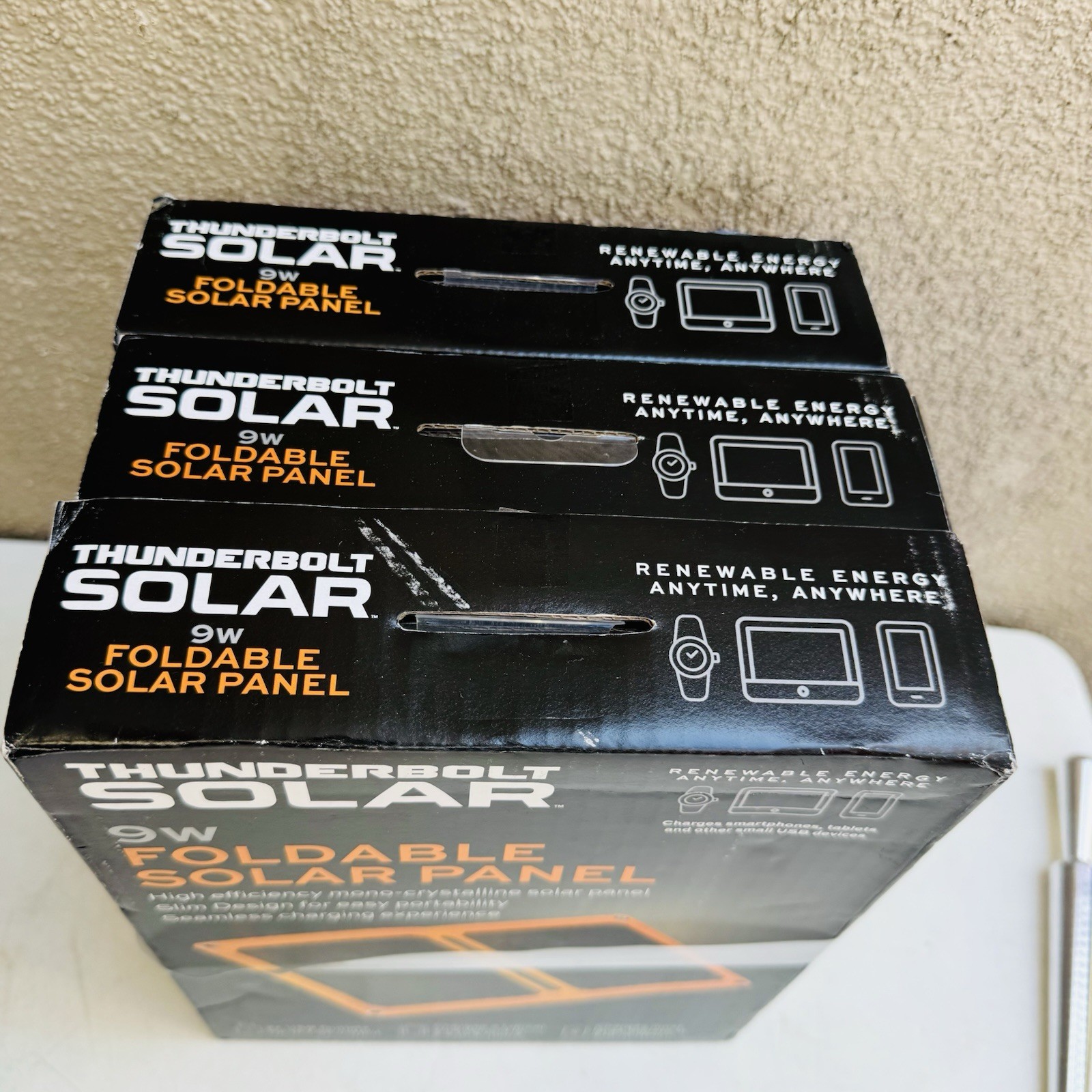 3 Pack - Thunderbolt Solar 9w Foldable Solar Panel. New! Item 57970 NEW