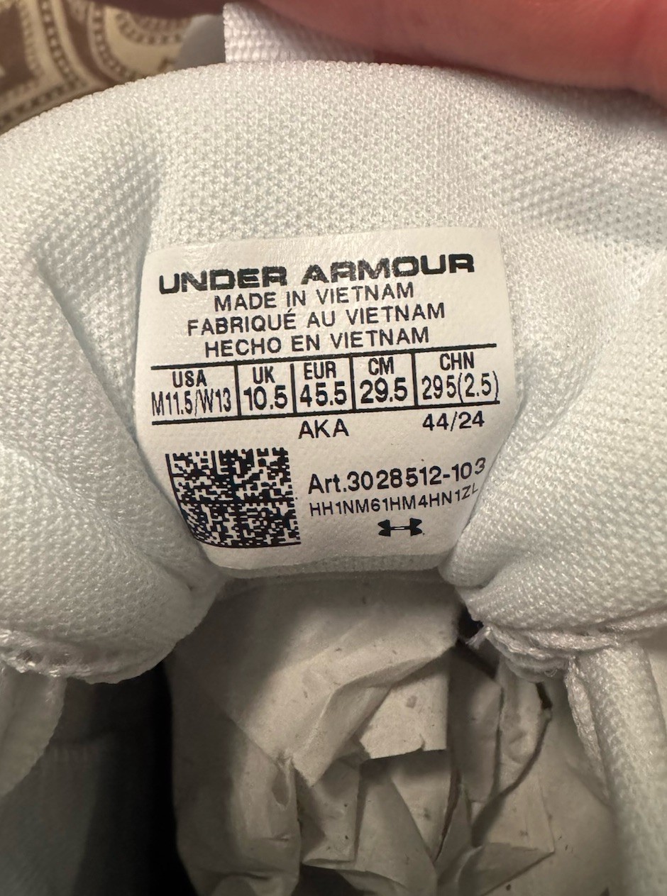 Under Armour Lockdown 7 Basketball Shoes Men's 11.5 White Silver Mid 3028512