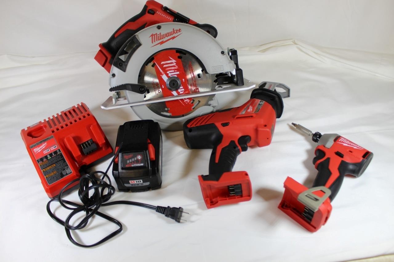 Milwaukee M18 Combo Kit- Hackzall, ¼” Impact Driver, 7 ¼ Brushless Circular Saw+